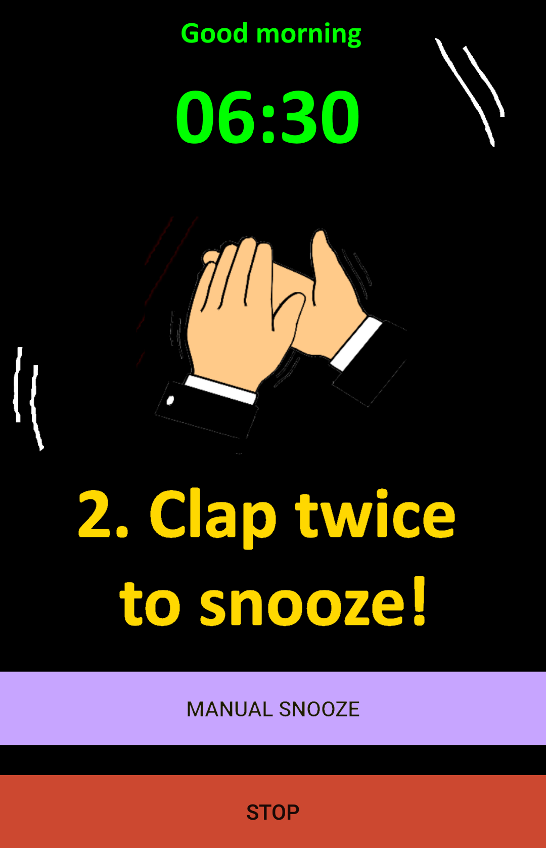اسکرین شات 2 برنامه Alarm Clock: Clap to Snooze