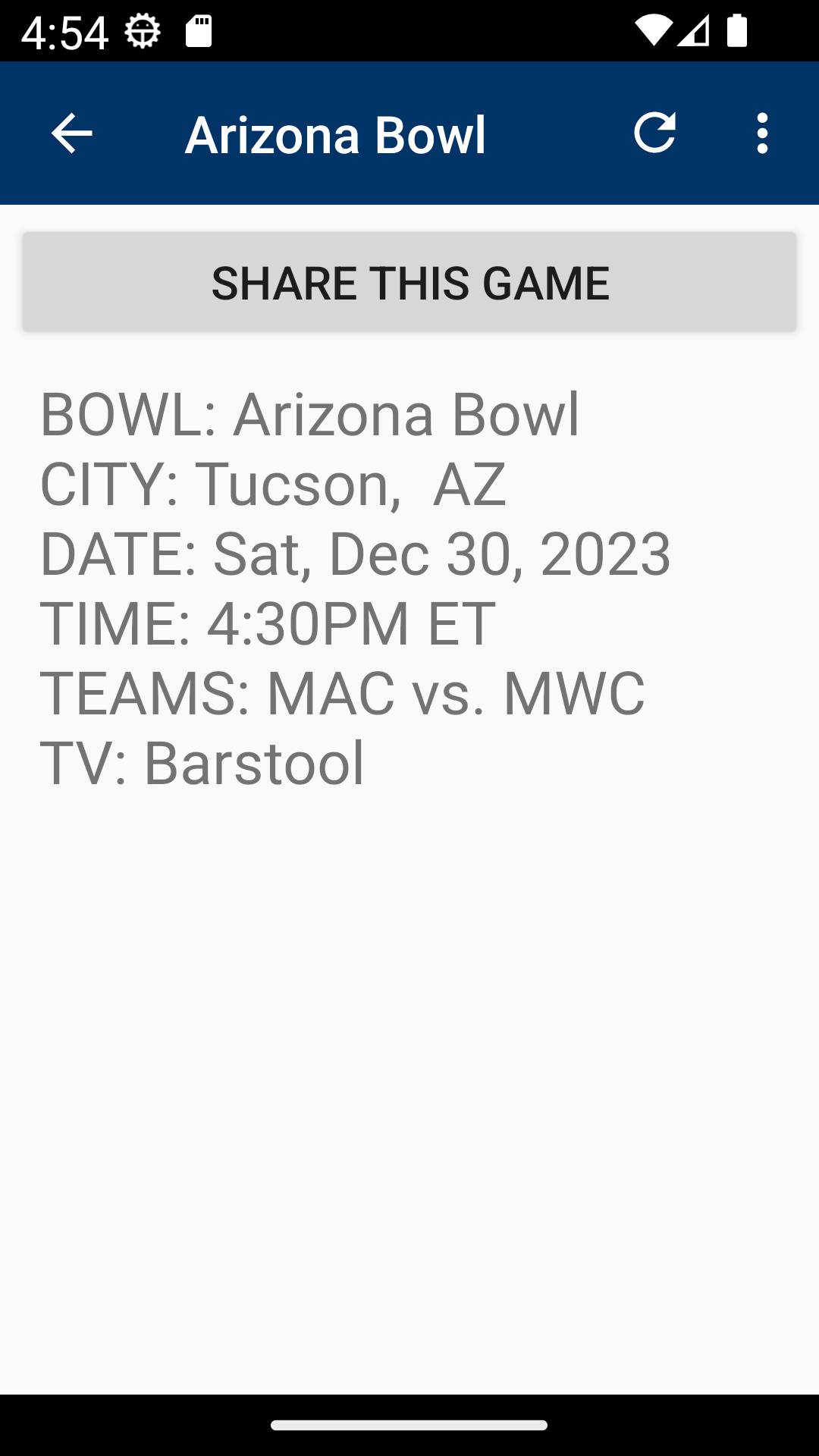 اسکرین شات 6 برنامه College Football Bowl Schedule