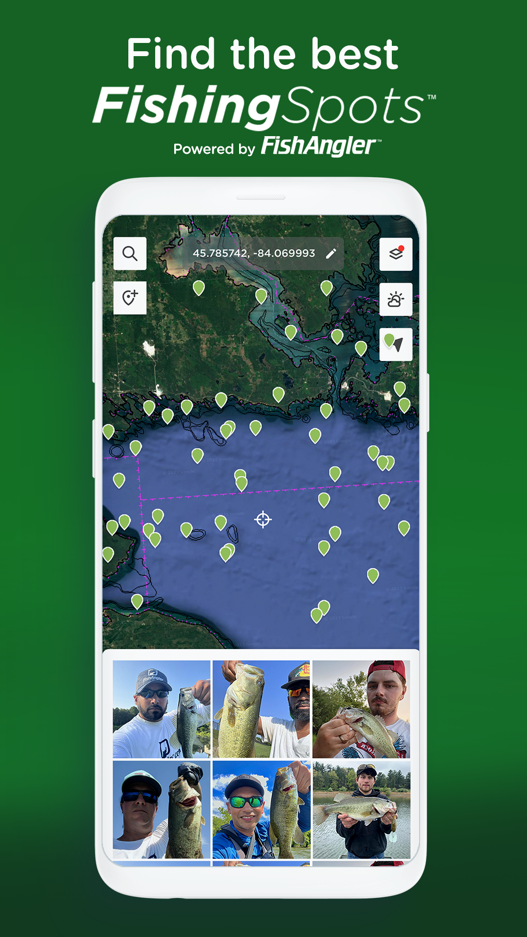 اسکرین شات 1 برنامه Fishing Spots: Maps & Forecast