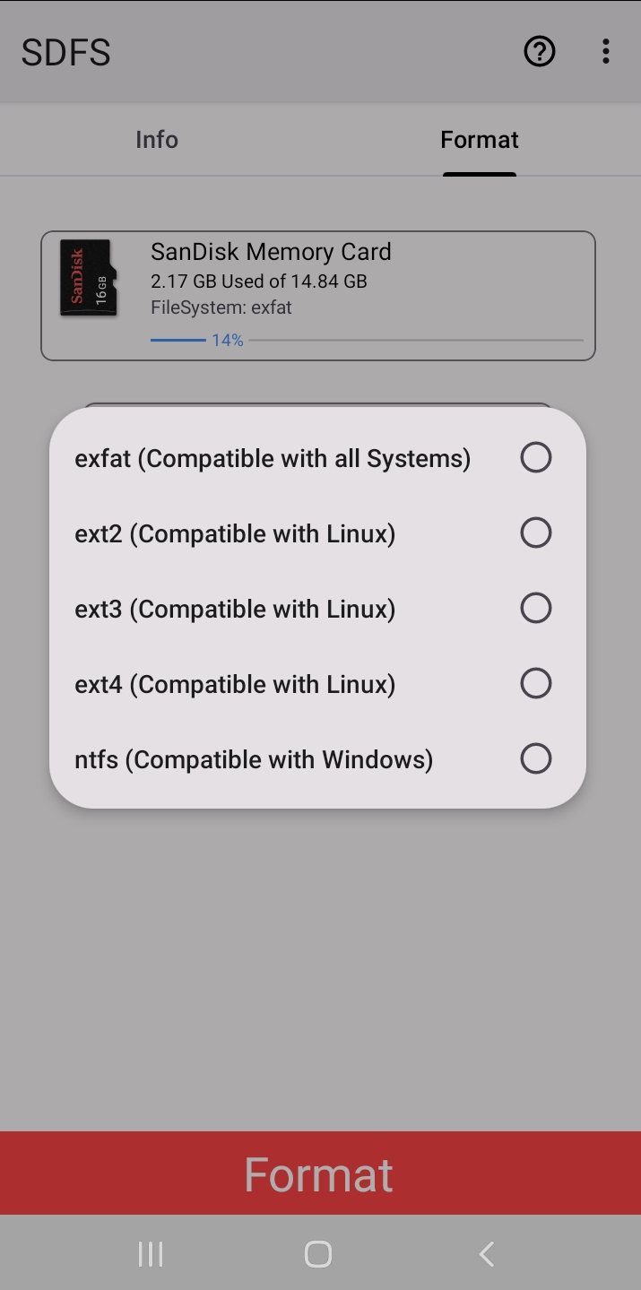 اسکرین شات 4 برنامه [root] SDFS - Format SDCard