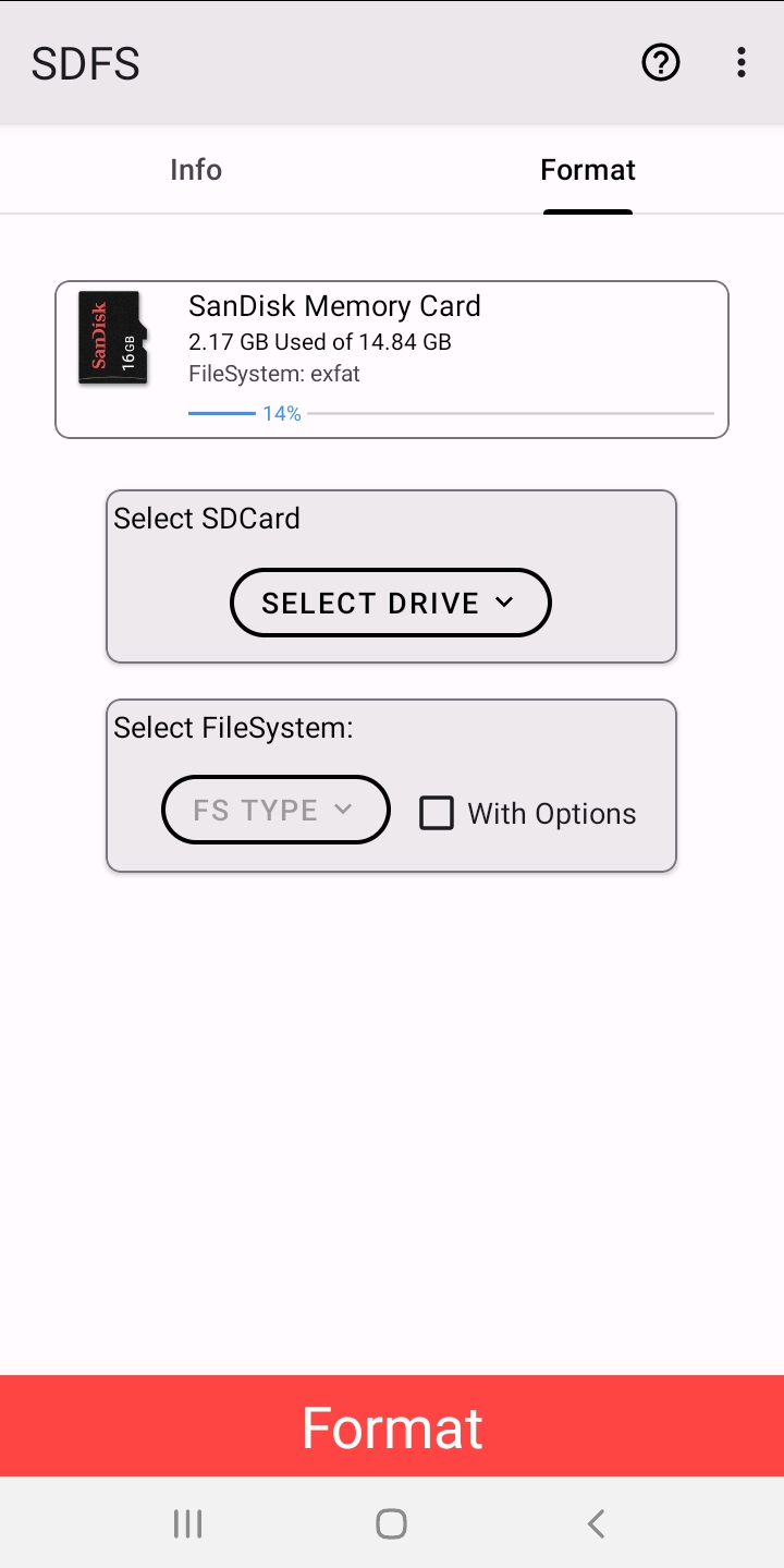 اسکرین شات 2 برنامه [root] SDFS - Format SDCard