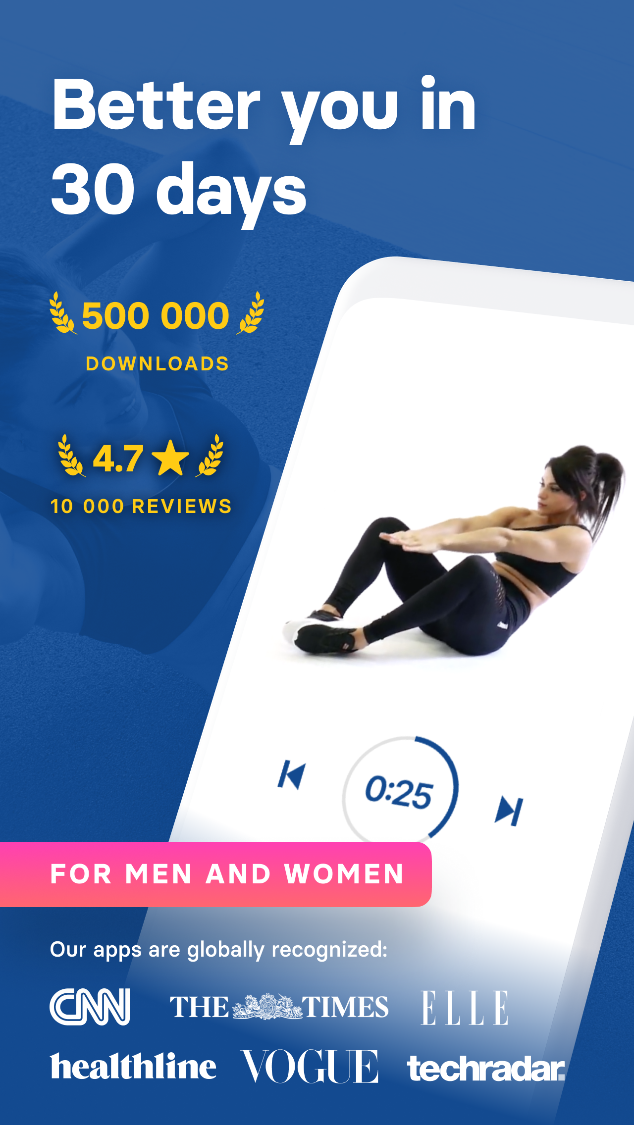 اسکرین شات 1 برنامه Abs, Core, Back - Home Workout