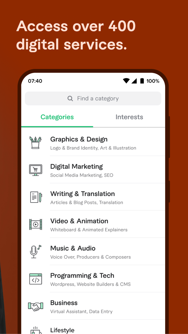 اسکرین شات 4 برنامه Fiverr - Freelance Service