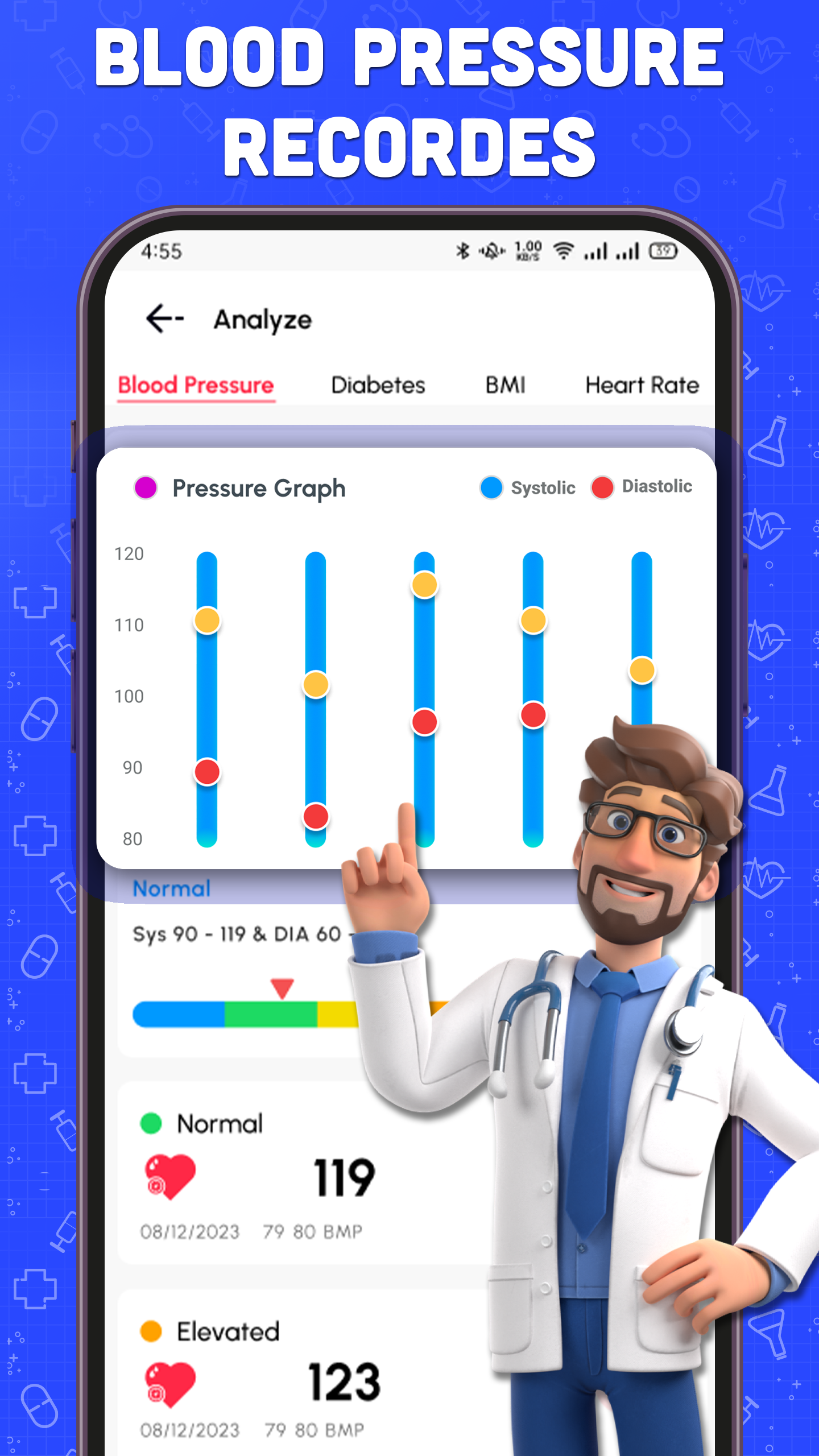 اسکرین شات 4 برنامه Blood Pressure Monitor BP Info