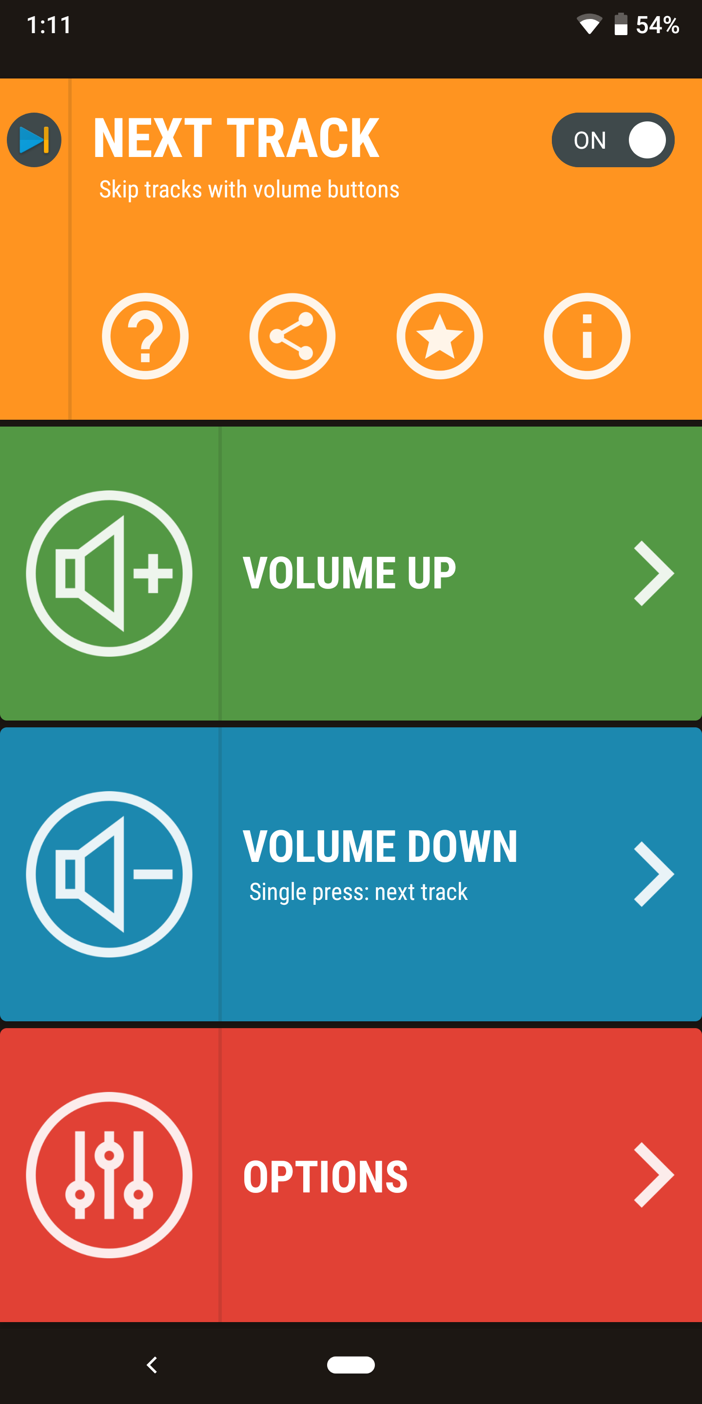 اسکرین شات 5 برنامه Next Track: Volume button skip