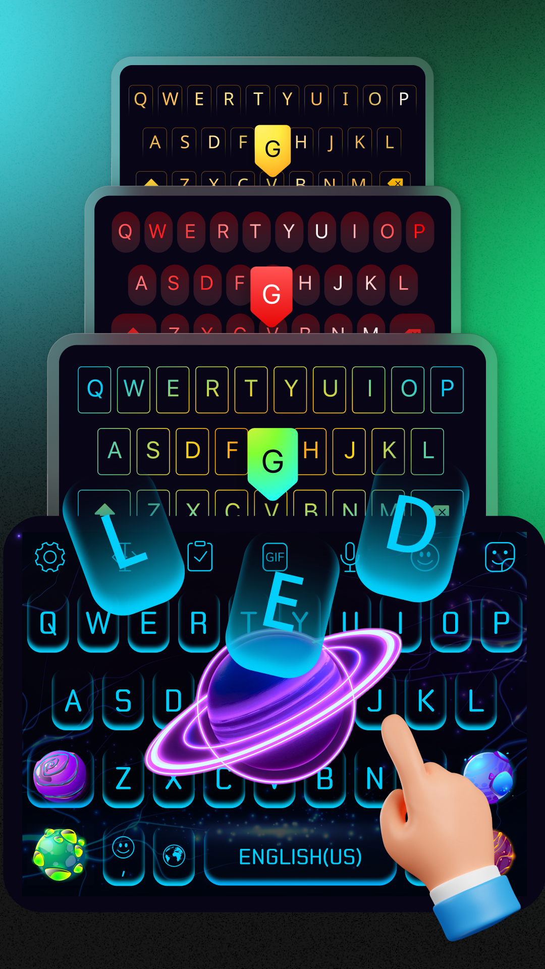 اسکرین شات 3 برنامه LED Keyboard: Colorful Light
