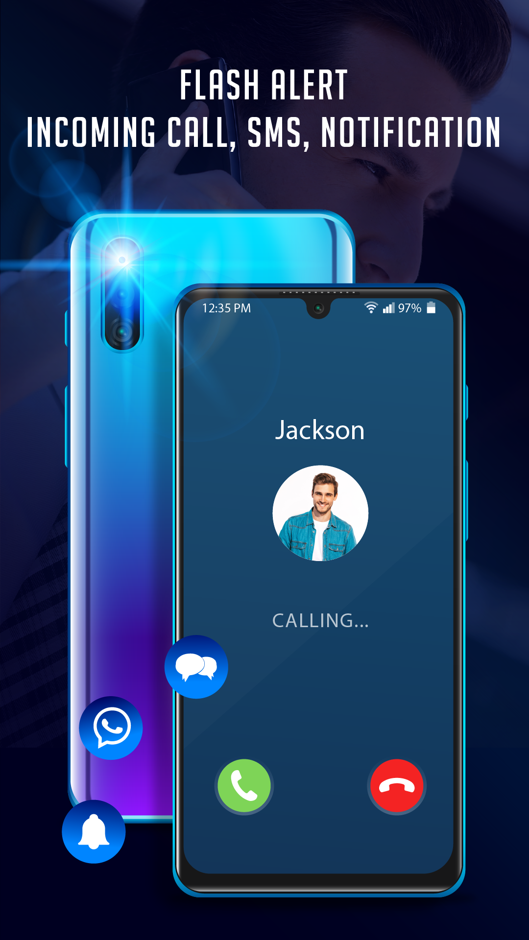 اسکرین شات 4 برنامه Flashlight on Call & Sms App