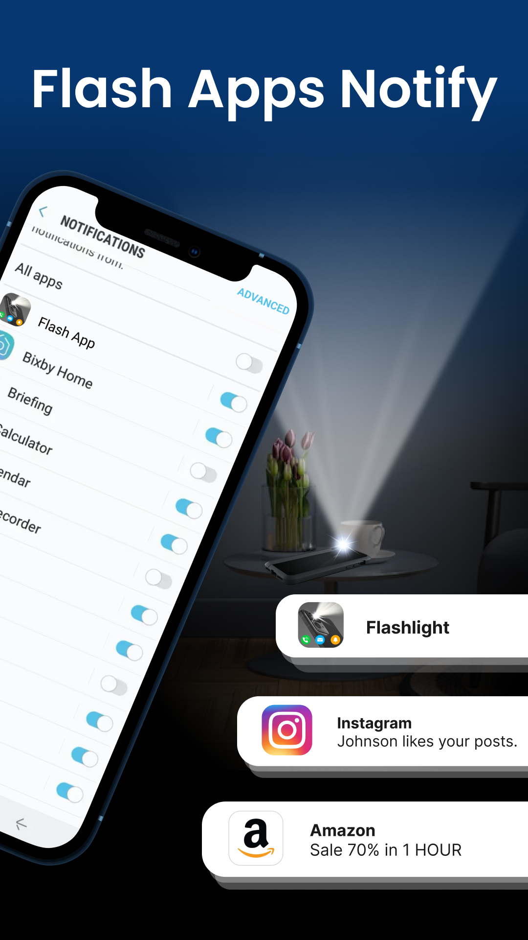 اسکرین شات 5 برنامه Flash Alert: Flashlight & SMS