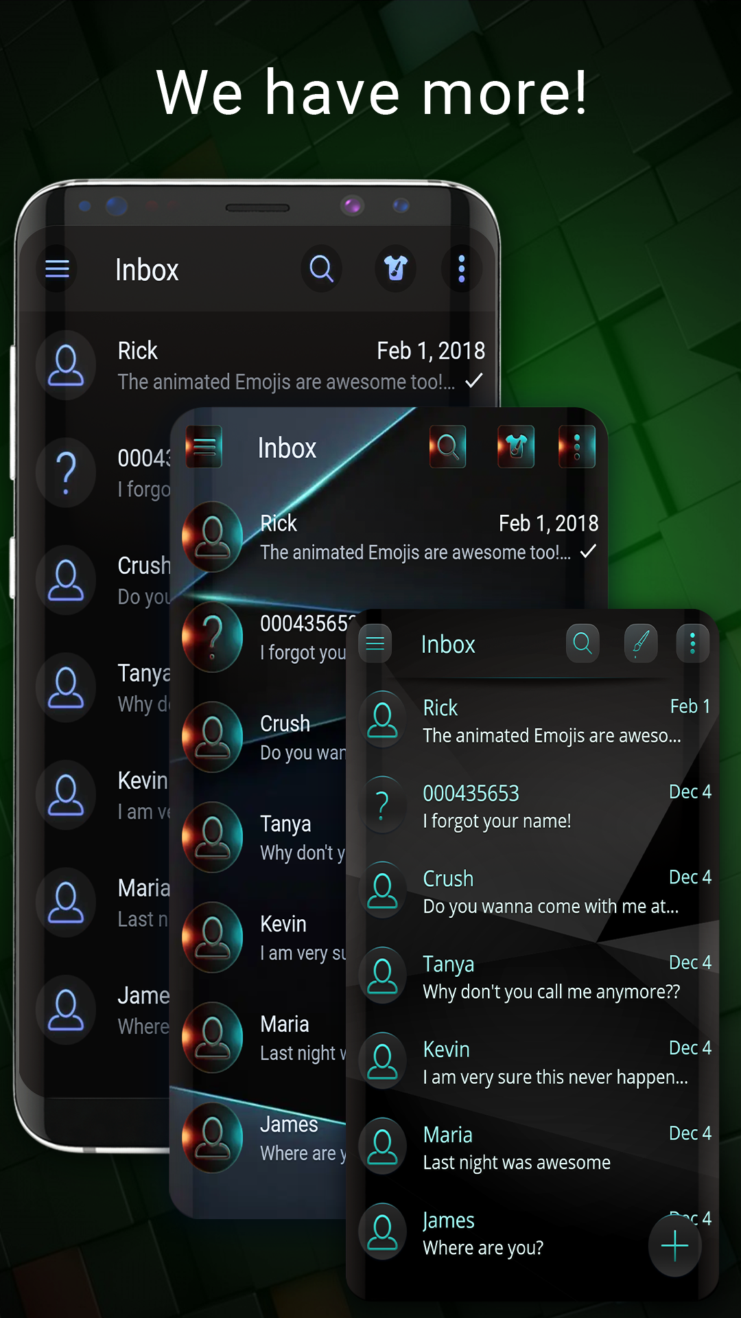 اسکرین شات 3 برنامه Dark mode SMS theme