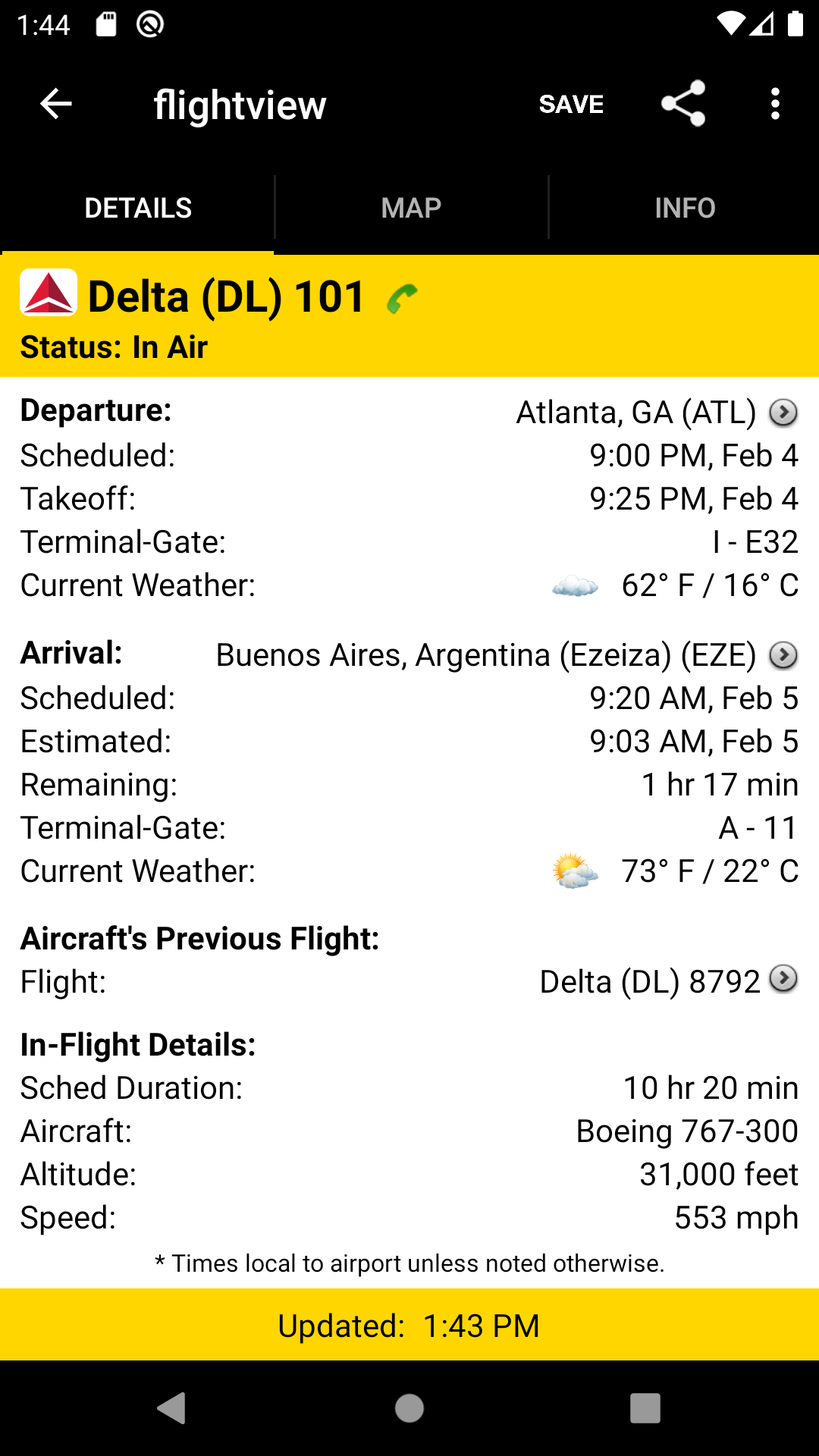 اسکرین شات 5 برنامه FlightView: Flight Tracker
