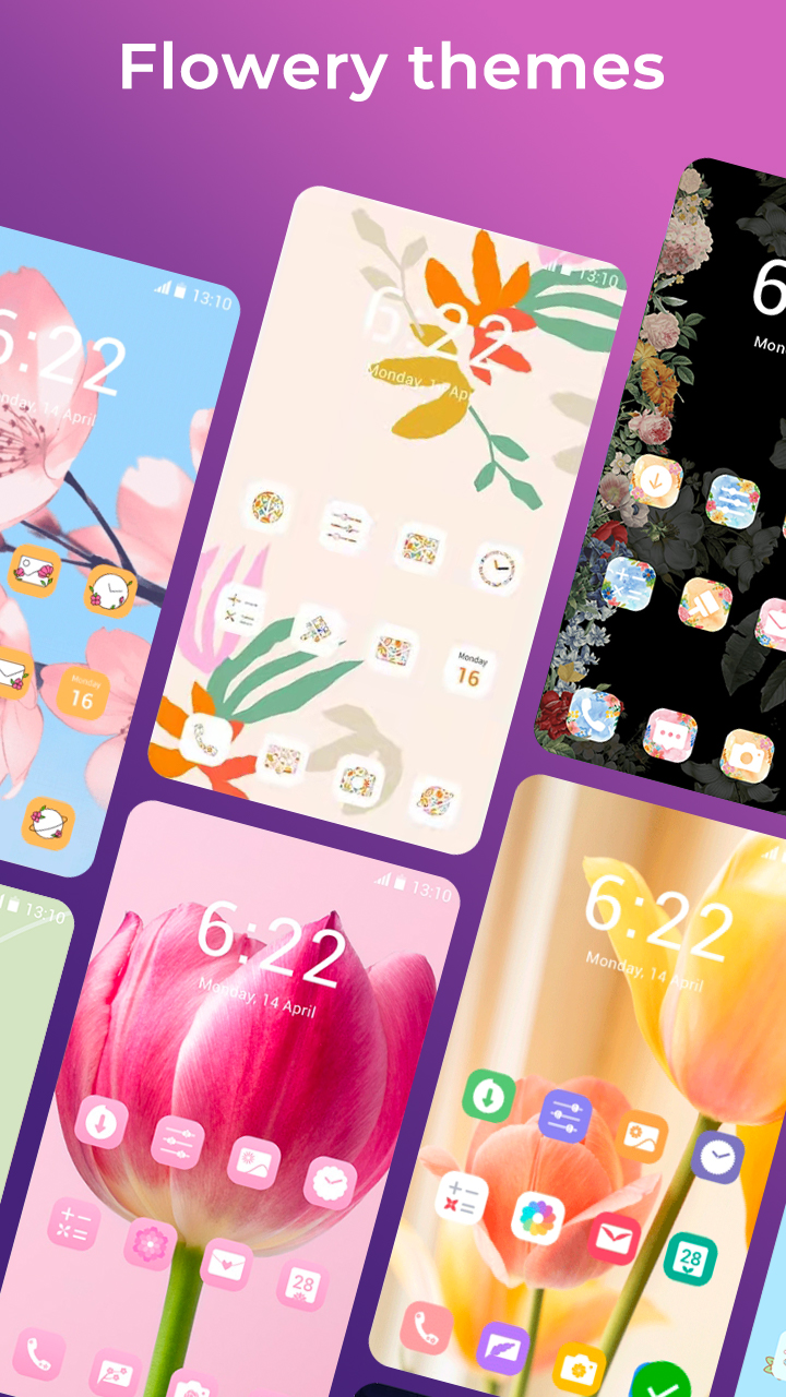 اسکرین شات 4 برنامه Flower Launcher, beauty themes