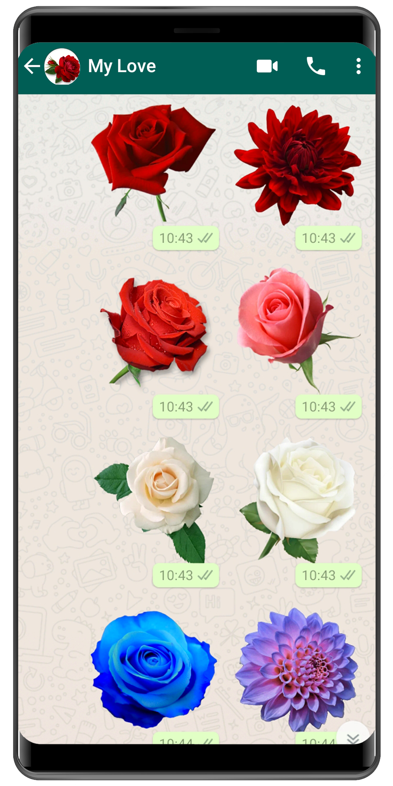 اسکرین شات 1 برنامه WASticker - Love flowers