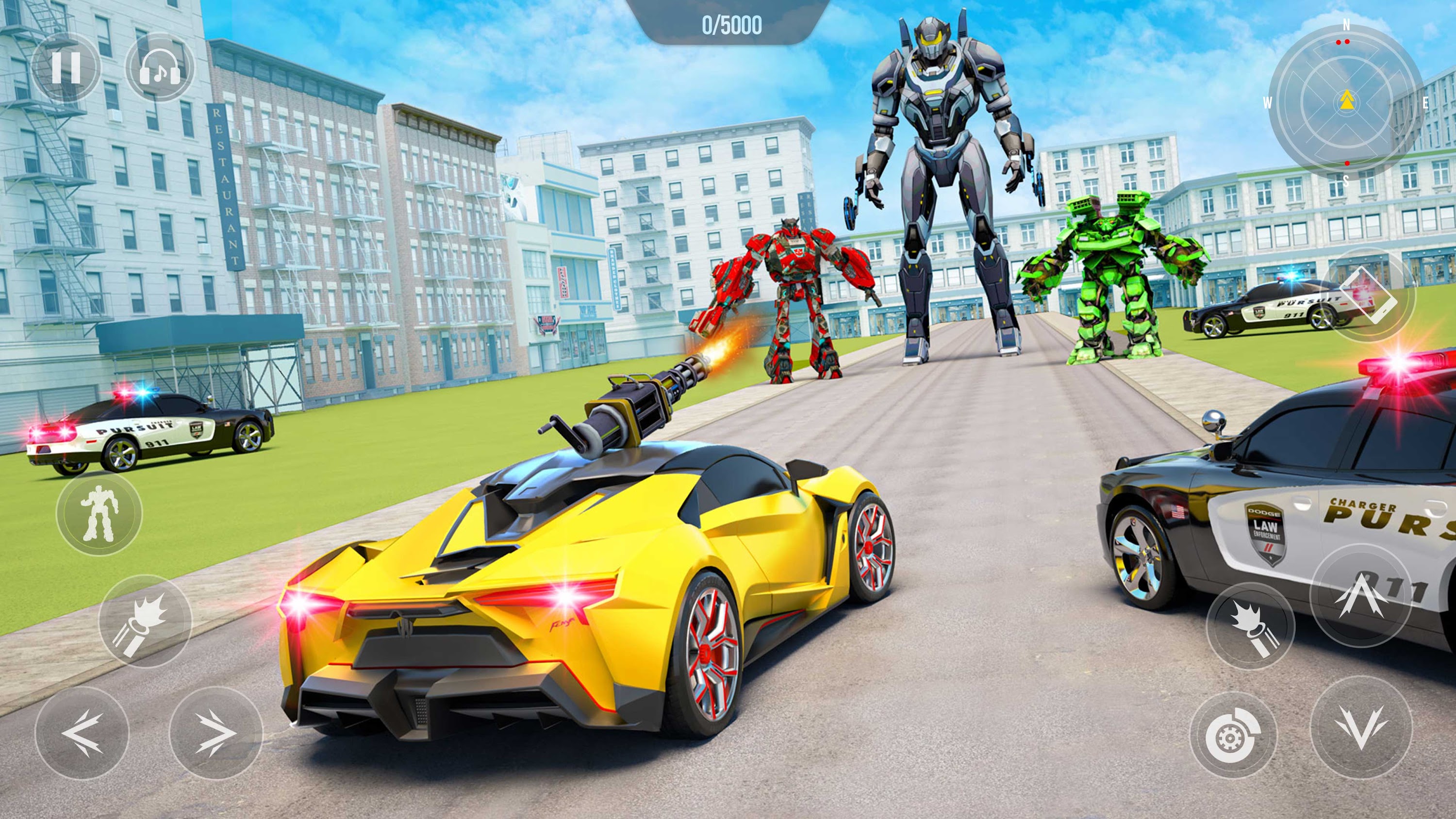 اسکرین شات 1 برنامه Flying Car Robot Shooting Game