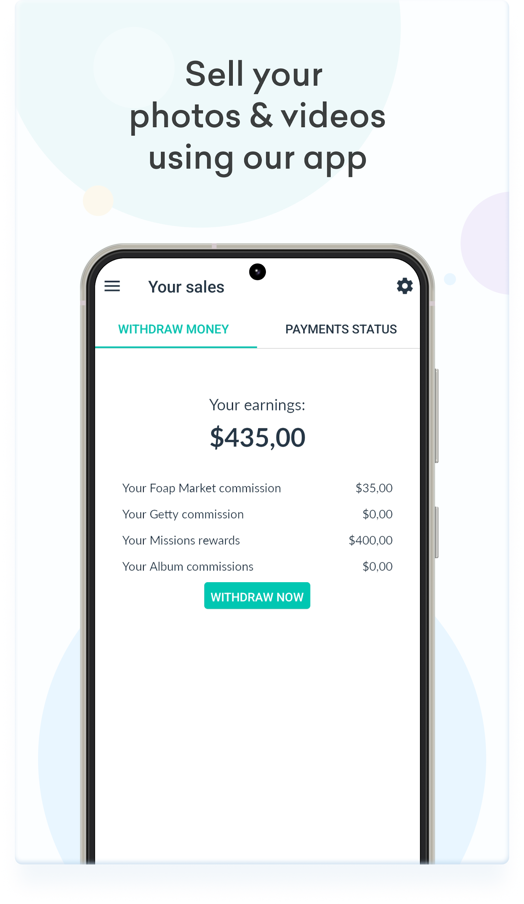 اسکرین شات 1 برنامه Foap - sell photos & videos