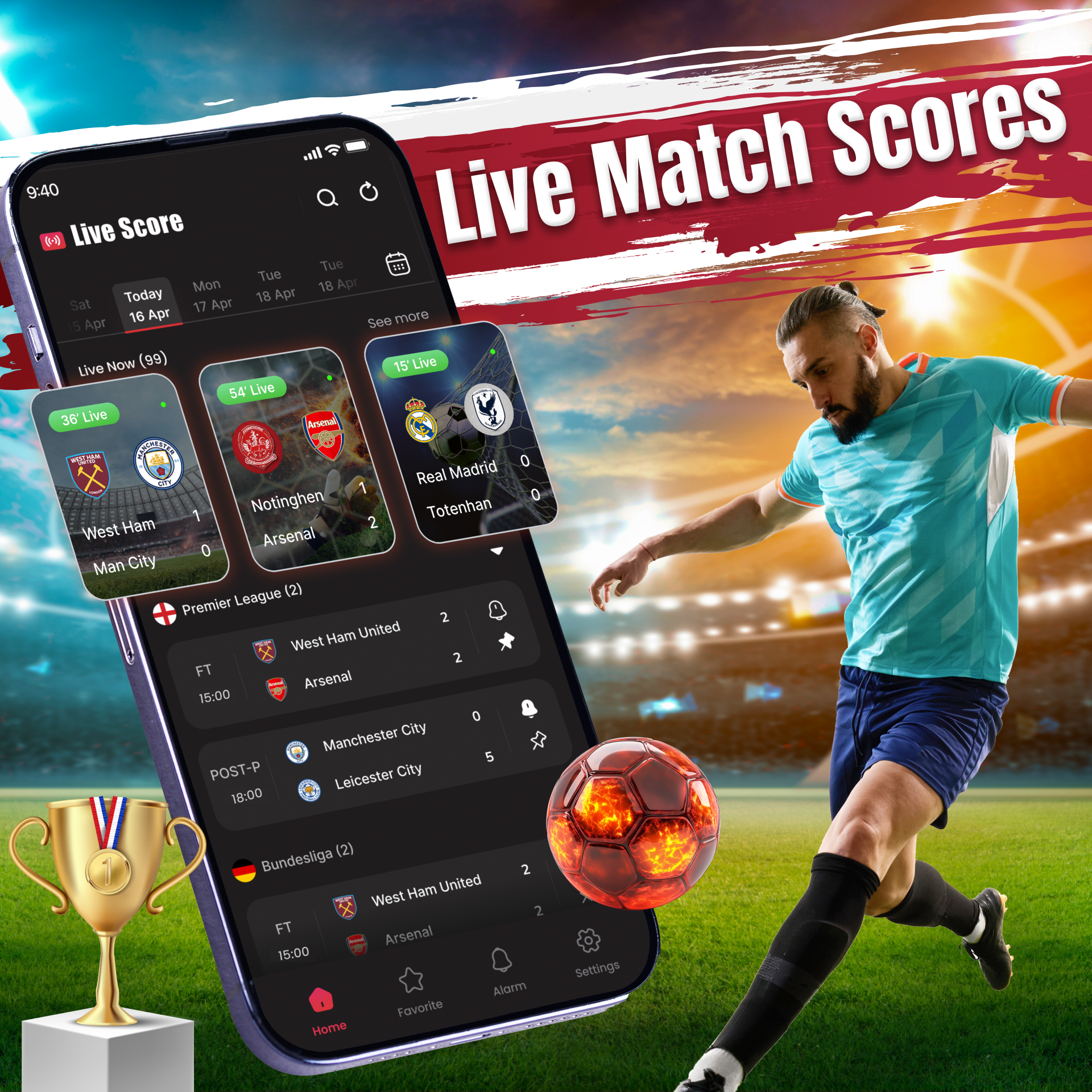اسکرین شات 1 برنامه Football Score - Live Match