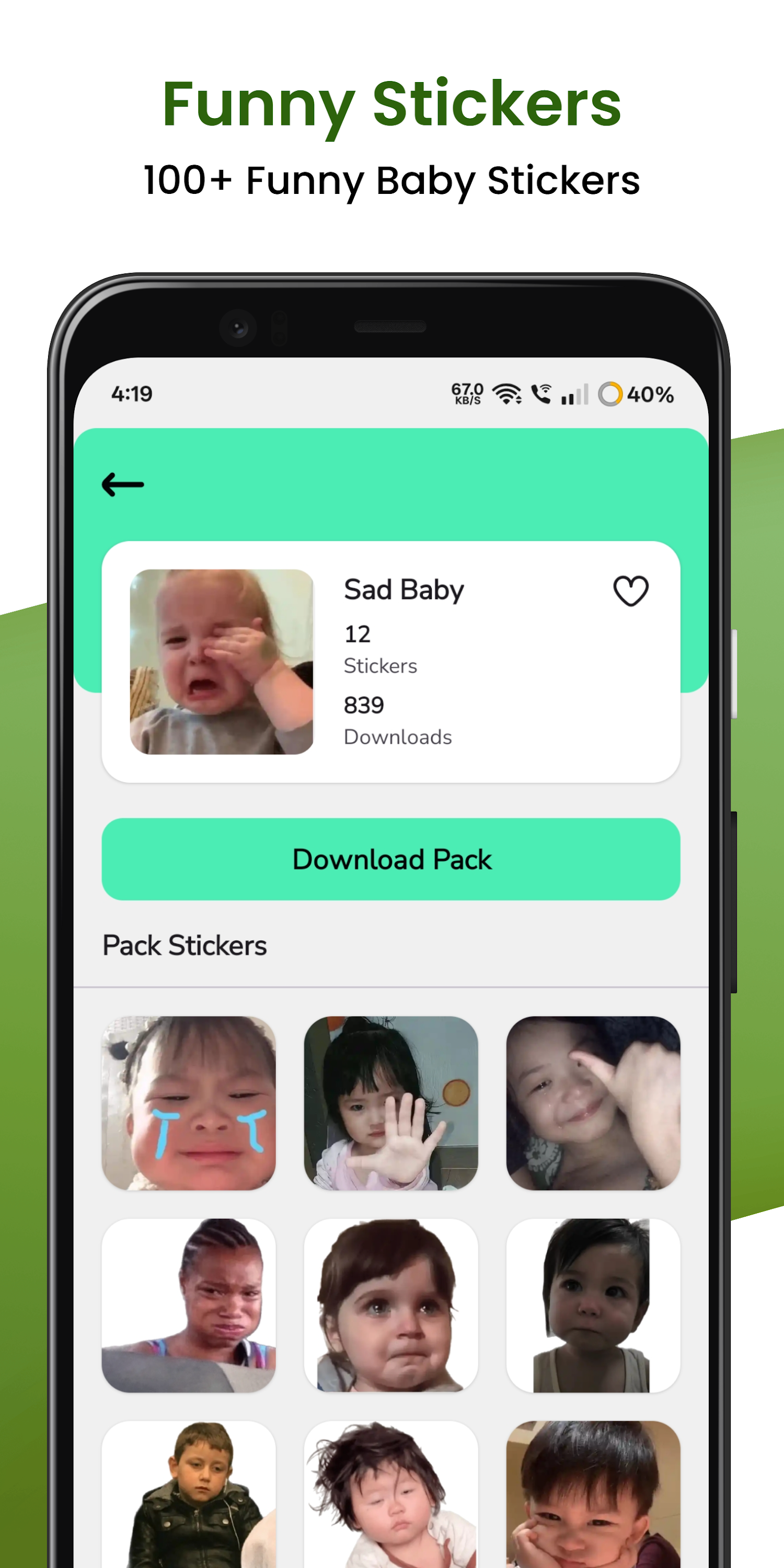 اسکرین شات 3 برنامه Funny Baby Stickers WAStickers