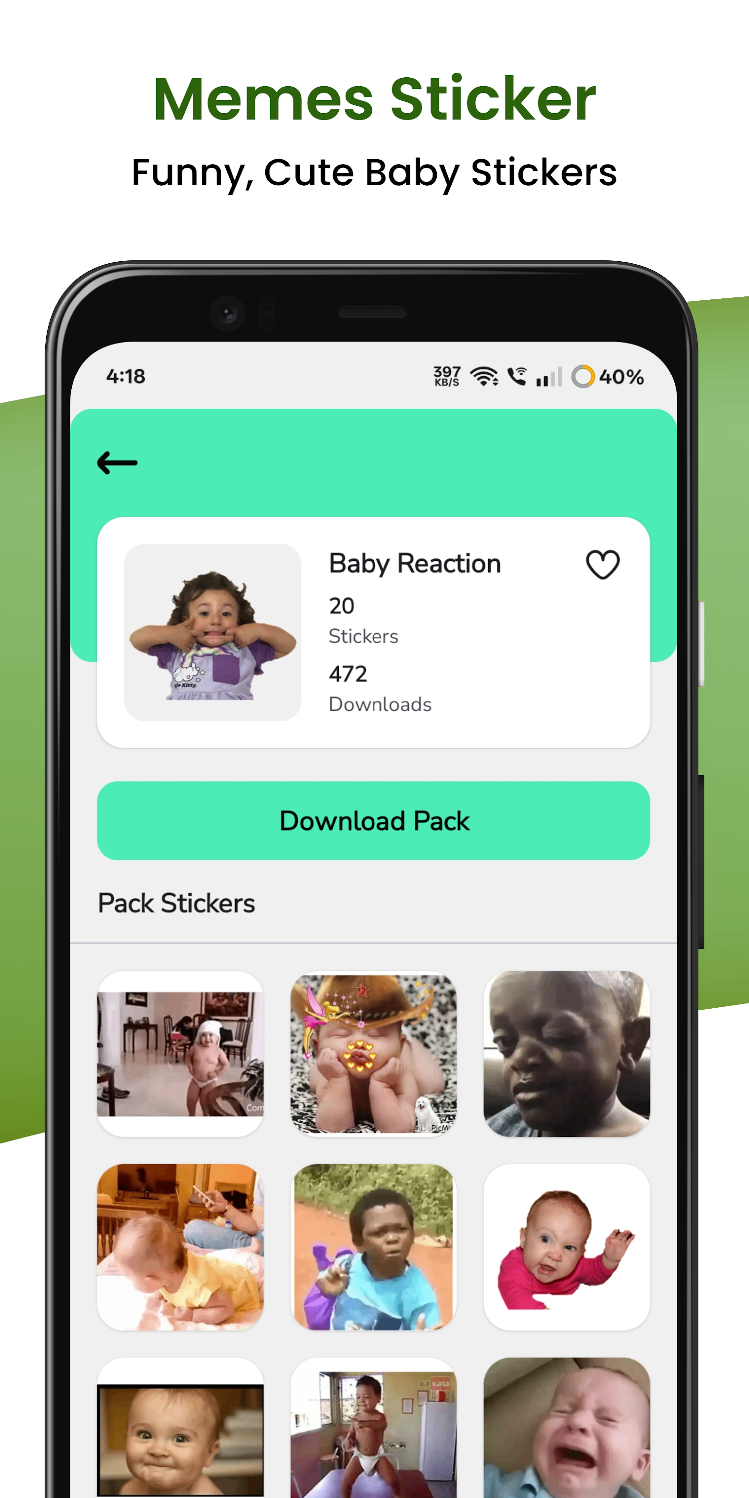 اسکرین شات 4 برنامه Funny Baby Stickers WAStickers