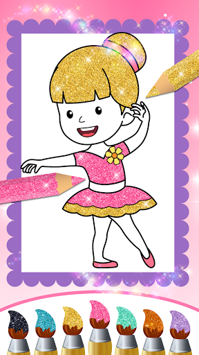 اسکرین شات 7 برنامه Glitter Dress Coloring Pages for Girls