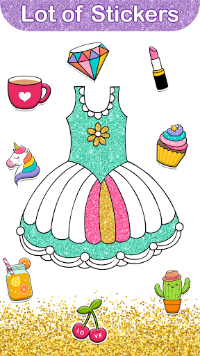 اسکرین شات 3 برنامه Glitter Dress Coloring Pages for Girls