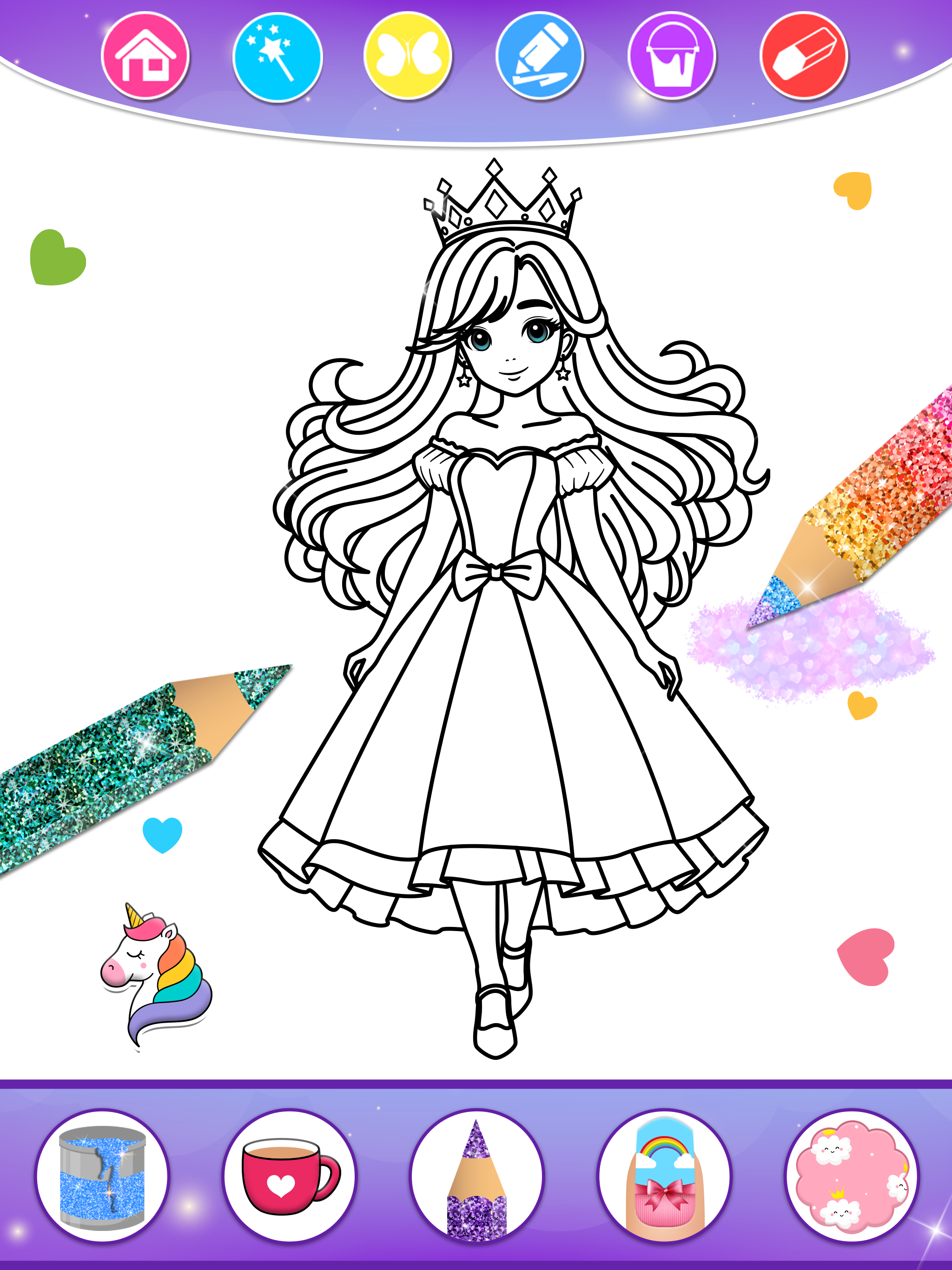 اسکرین شات 3 برنامه Princess Coloring Book & Games