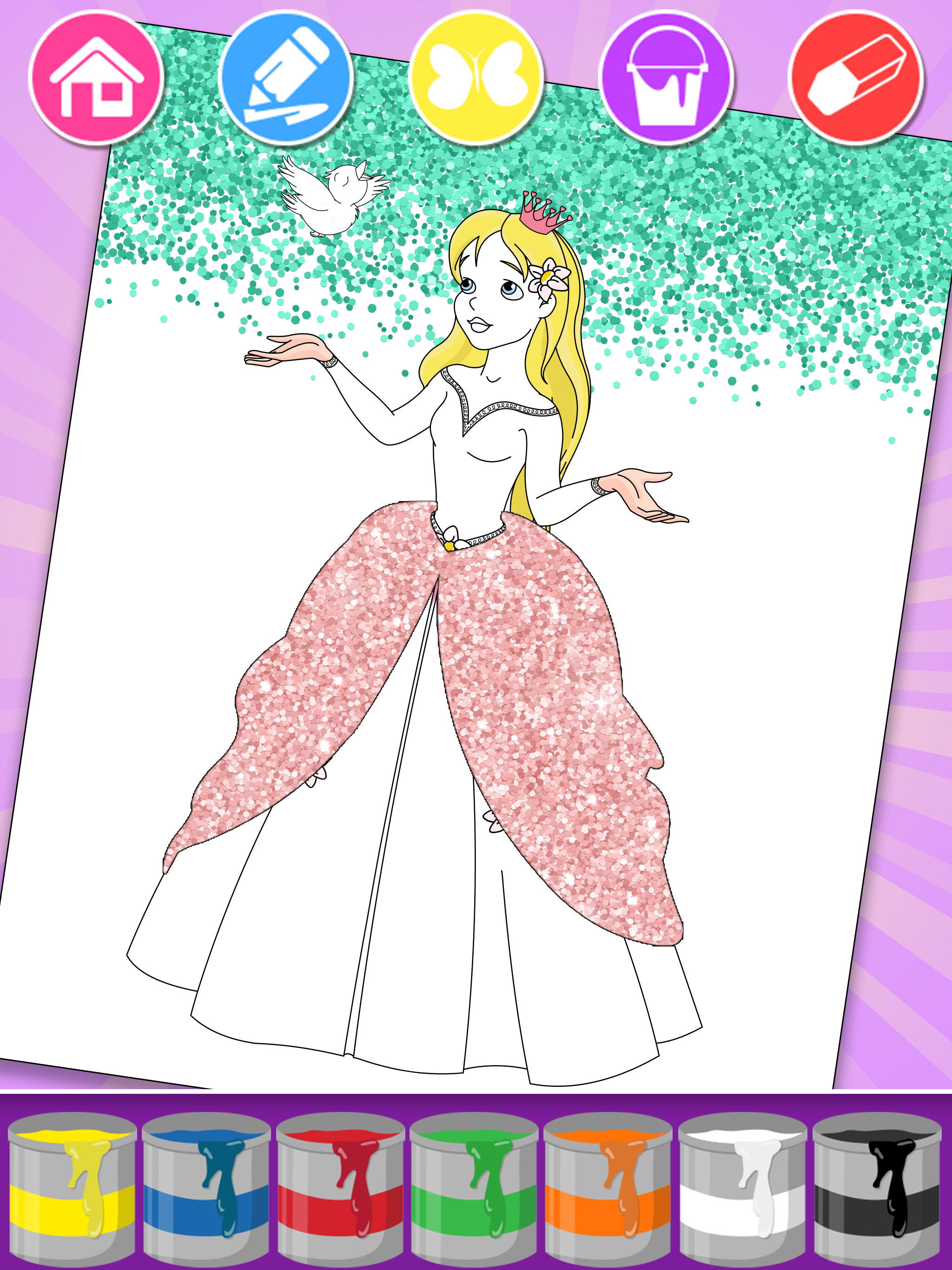 اسکرین شات 4 برنامه Princess Coloring & Dress Up