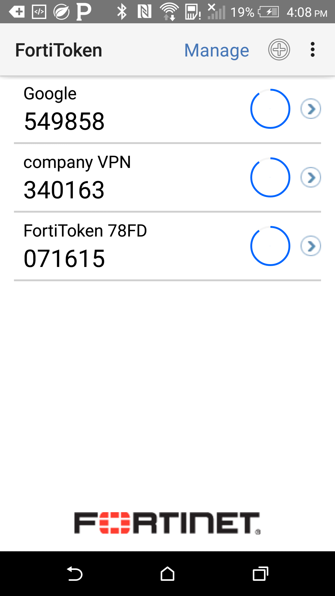 اسکرین شات 1 برنامه FortiToken Mobile