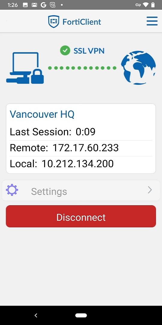 اسکرین شات 4 برنامه FortiClient
