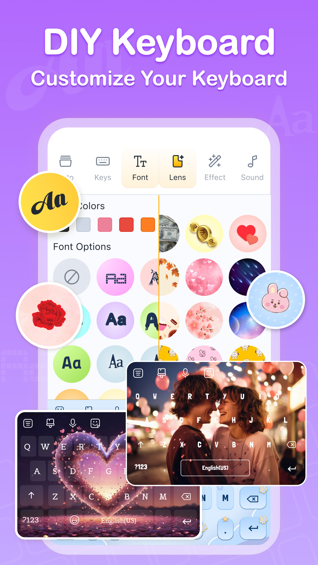 اسکرین شات 3 برنامه Keyboard Themes, Fonts -FotoAI