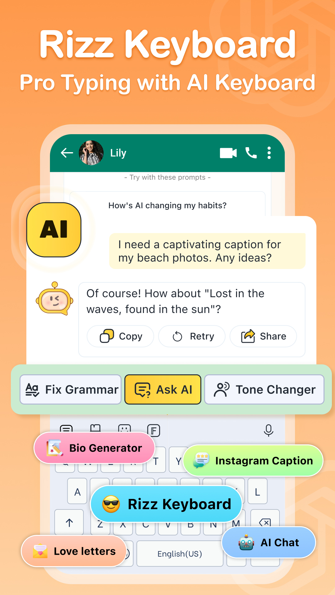اسکرین شات 6 برنامه Keyboard Themes, Fonts -FotoAI