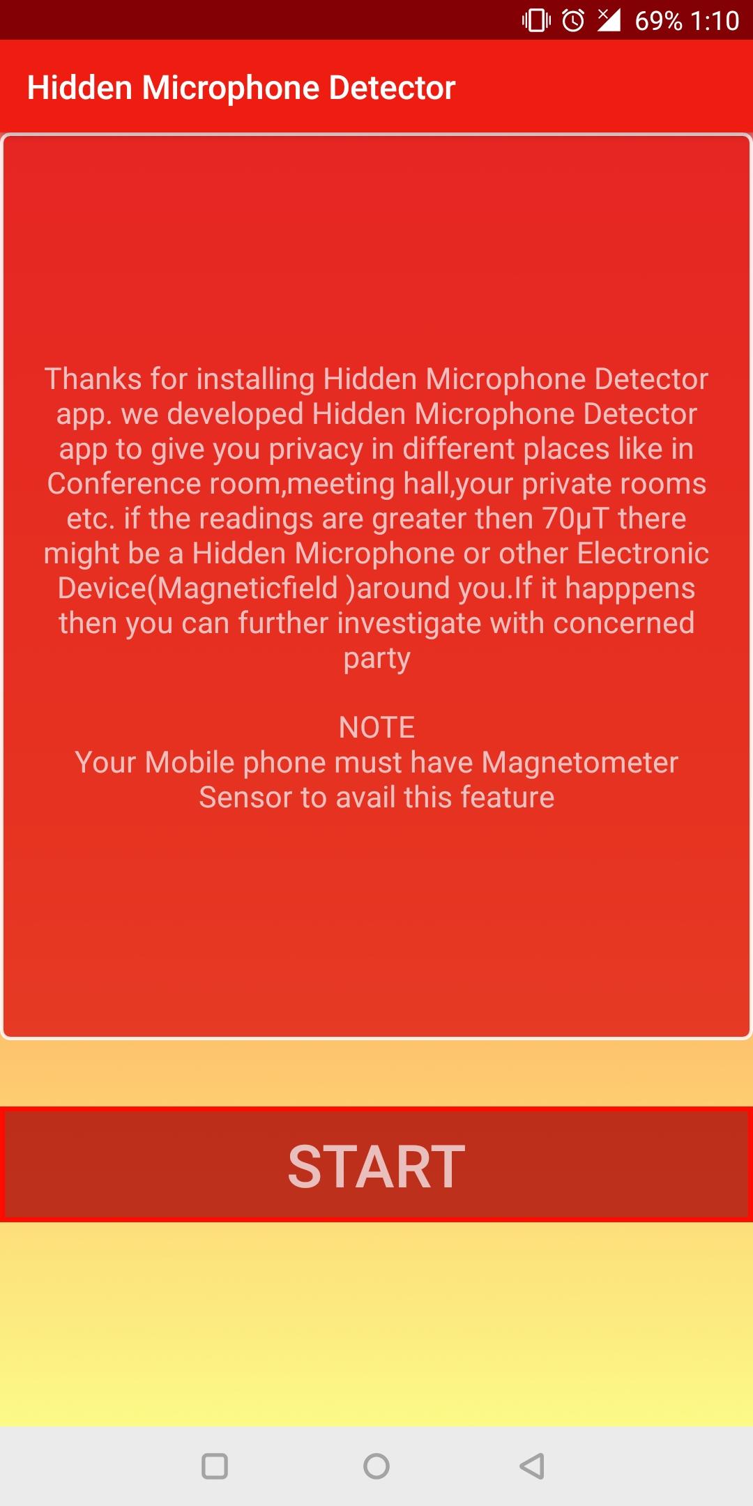اسکرین شات 1 برنامه Hidden Microphone Detector