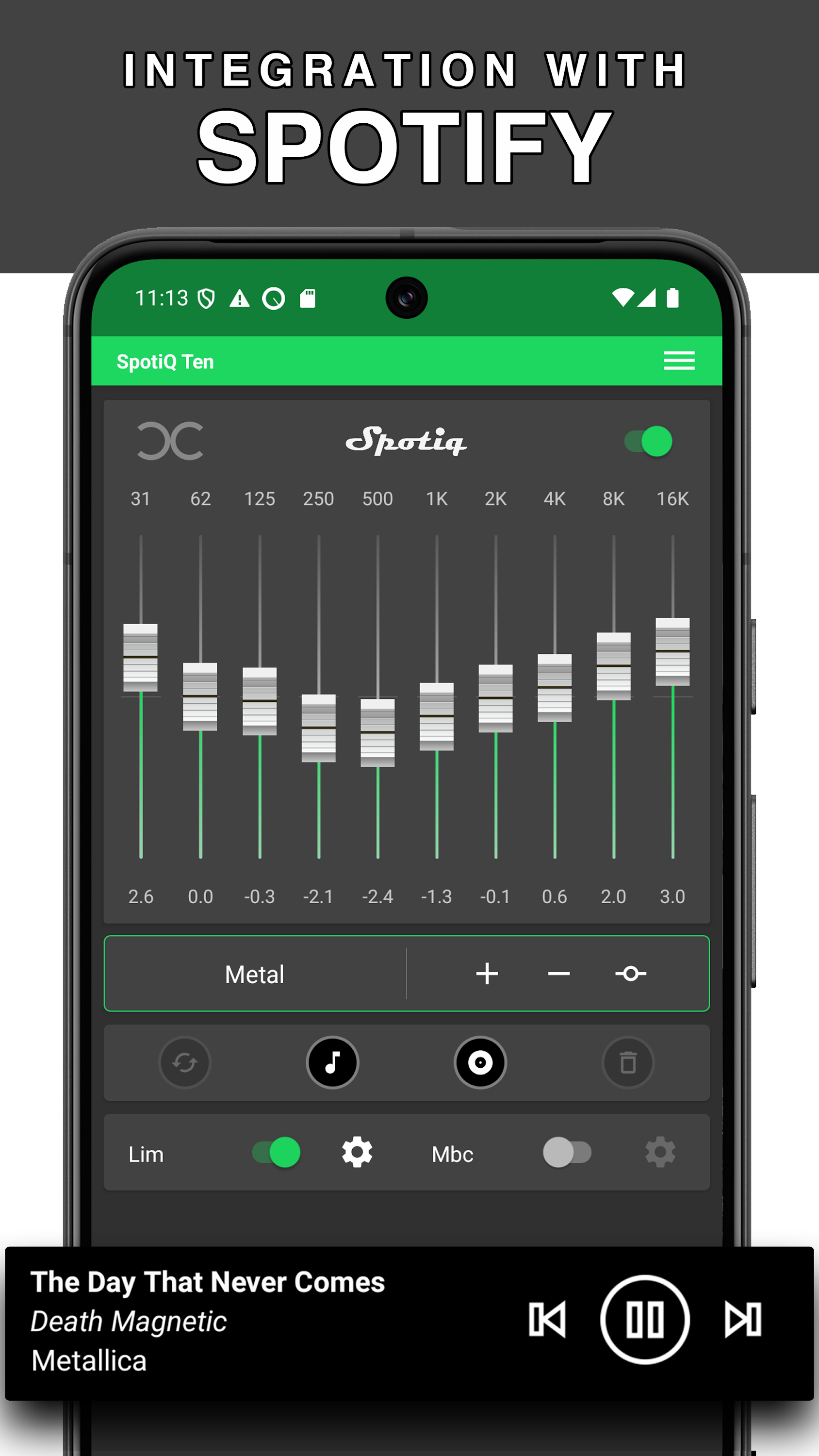 اسکرین شات 1 برنامه SpotiQ Ten - Equalizer Booster