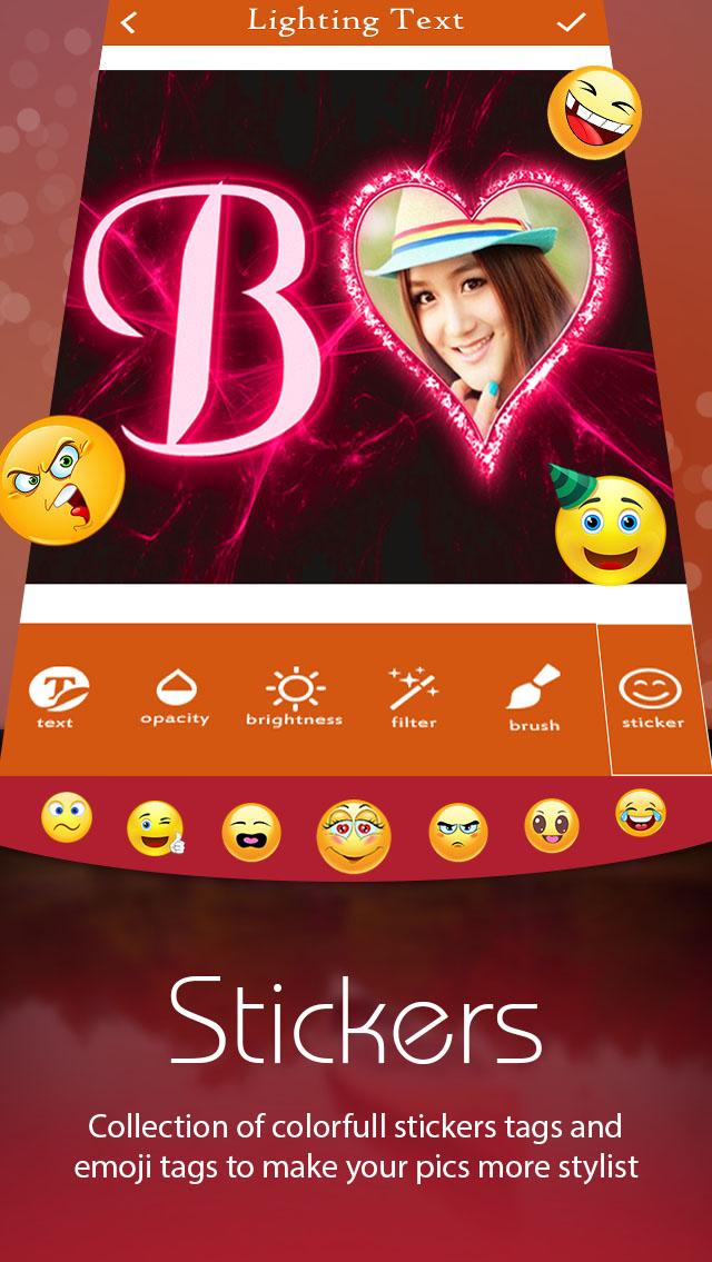 اسکرین شات 3 برنامه Lighting Text Photo Frames