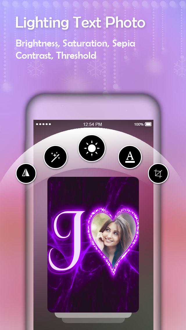 اسکرین شات 2 برنامه Lighting Text Photo Frames