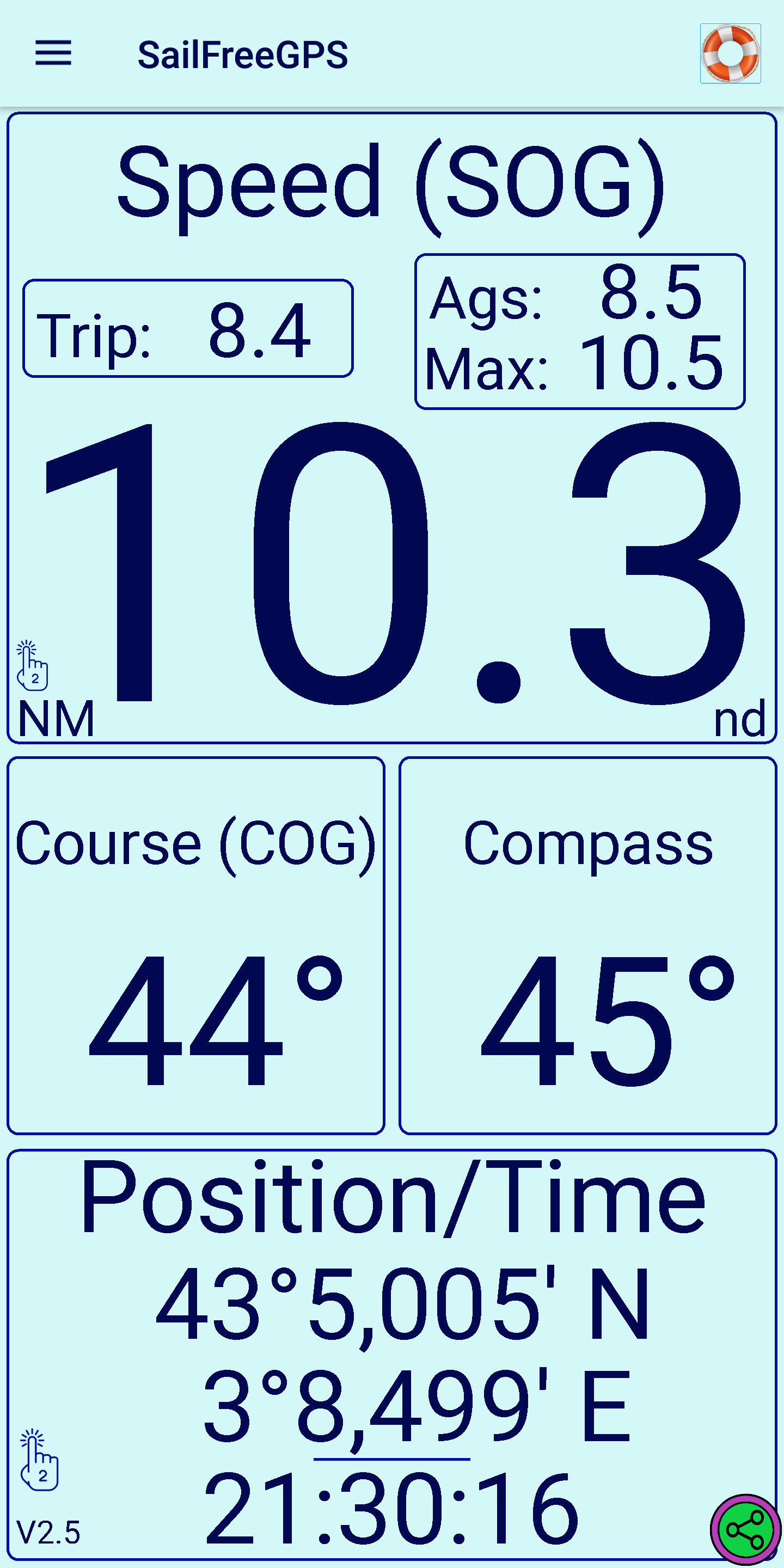 اسکرین شات 1 برنامه SailFreeGPS