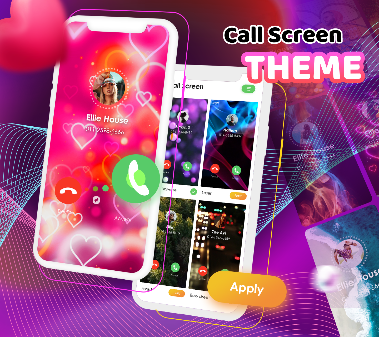 اسکرین شات 4 برنامه Call Screen Themes Color Phone