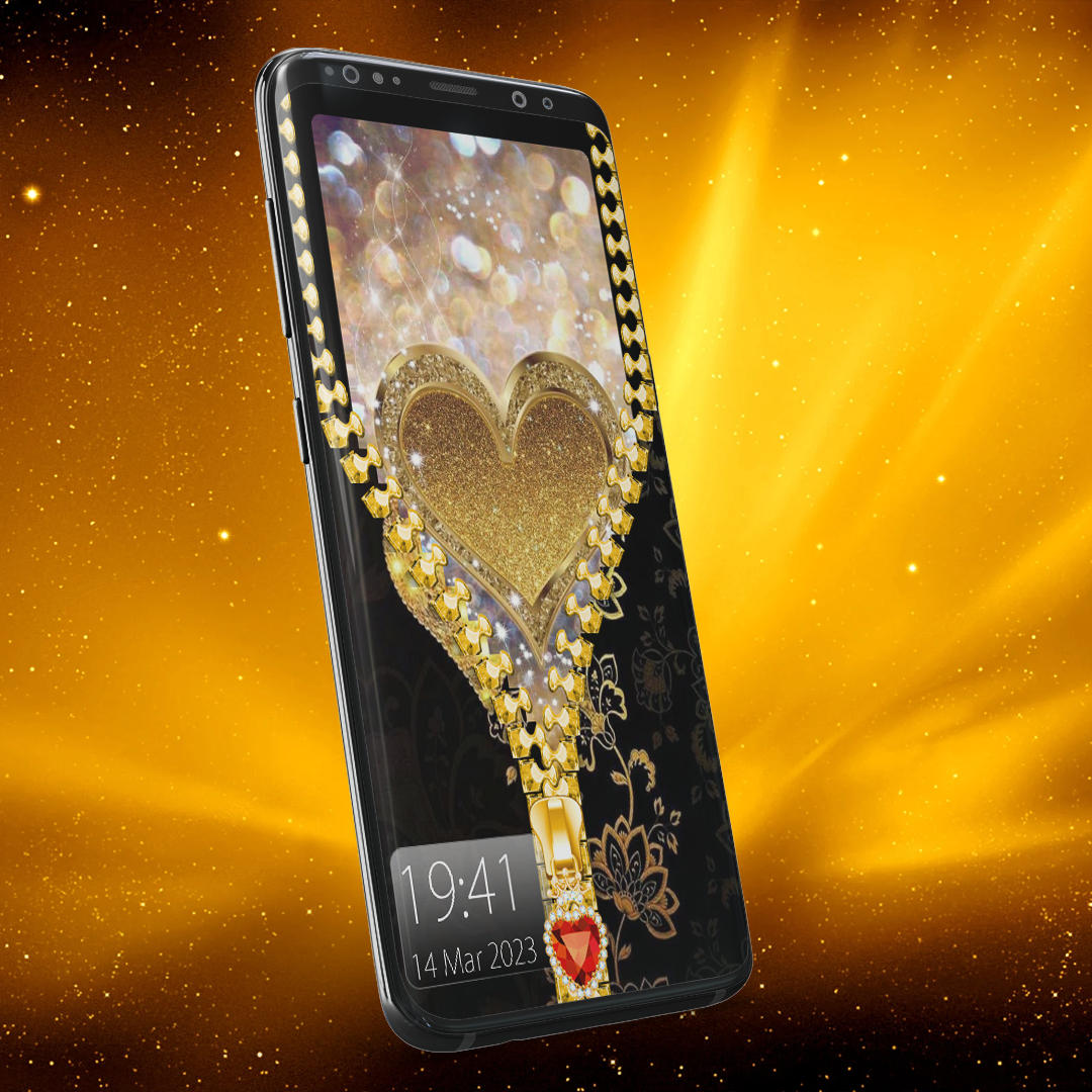 اسکرین شات 3 برنامه Gold Zipper Lock Screen