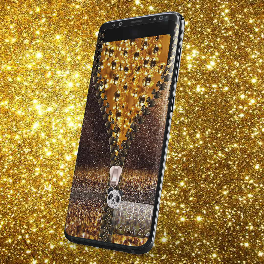 اسکرین شات 2 برنامه Gold Zipper Lock Screen