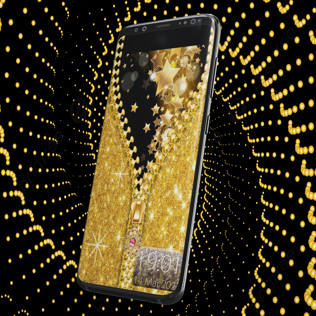 اسکرین شات 4 برنامه Gold Zipper Lock Screen
