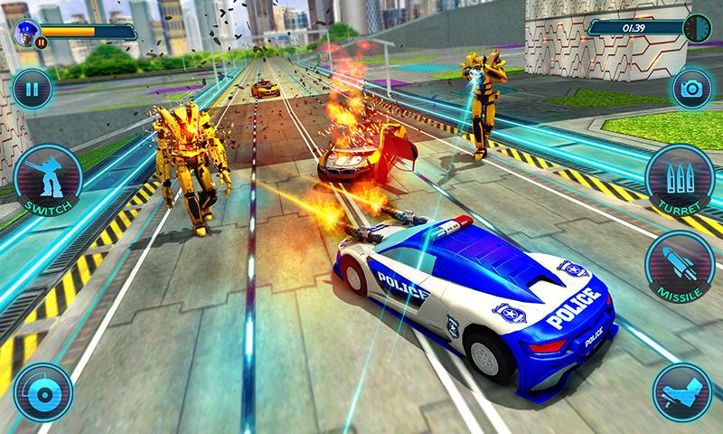 اسکرین شات 2 برنامه US Police Robot Car Revenge
