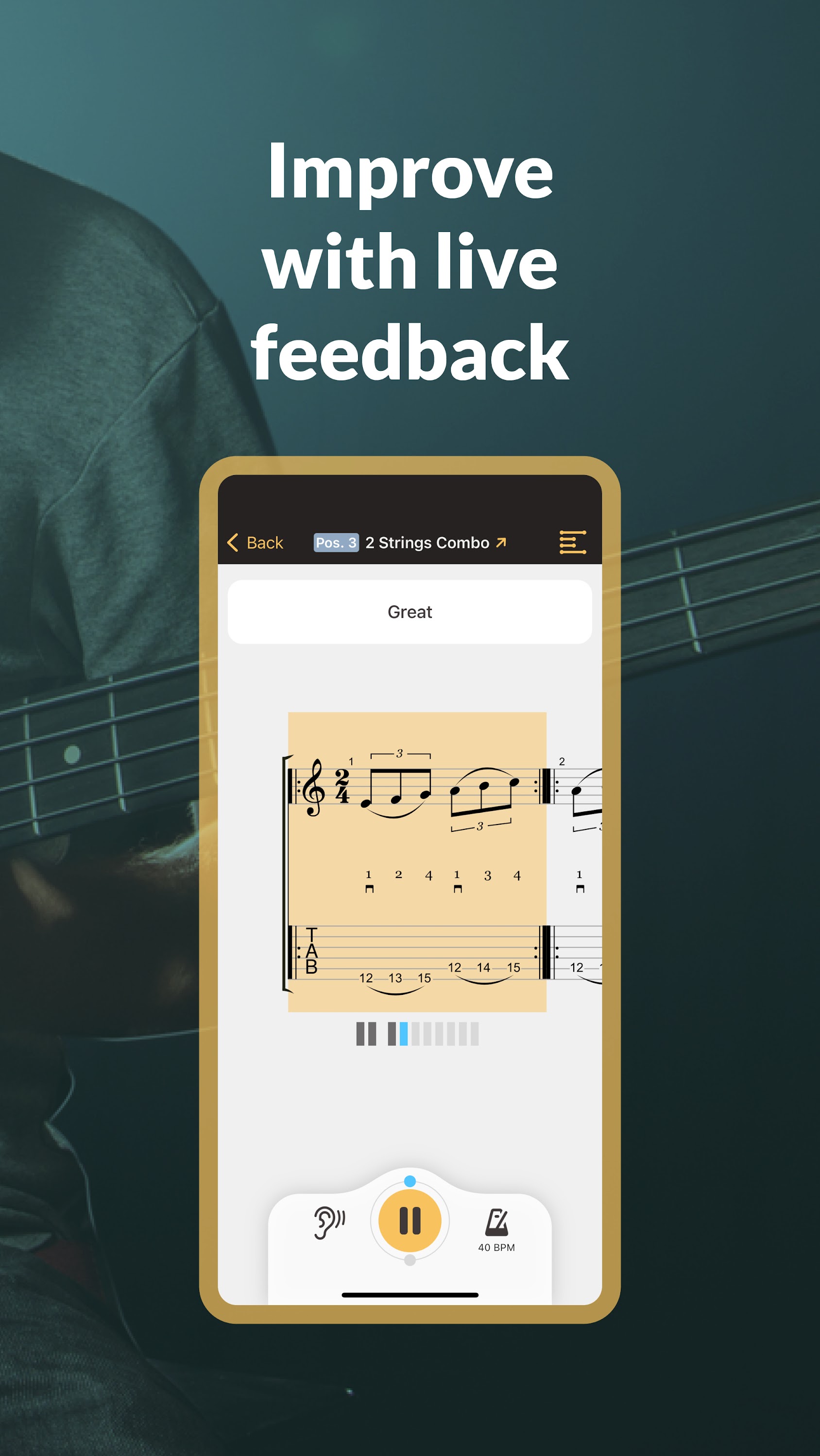 اسکرین شات 2 برنامه Fretello Guitar Lessons