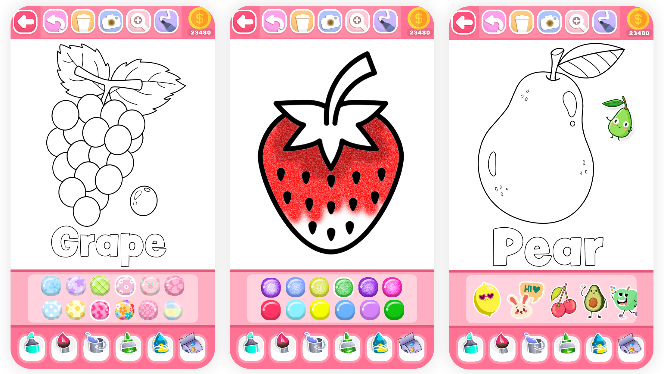 اسکرین شات 6 برنامه Fruits Coloring Book For Kids