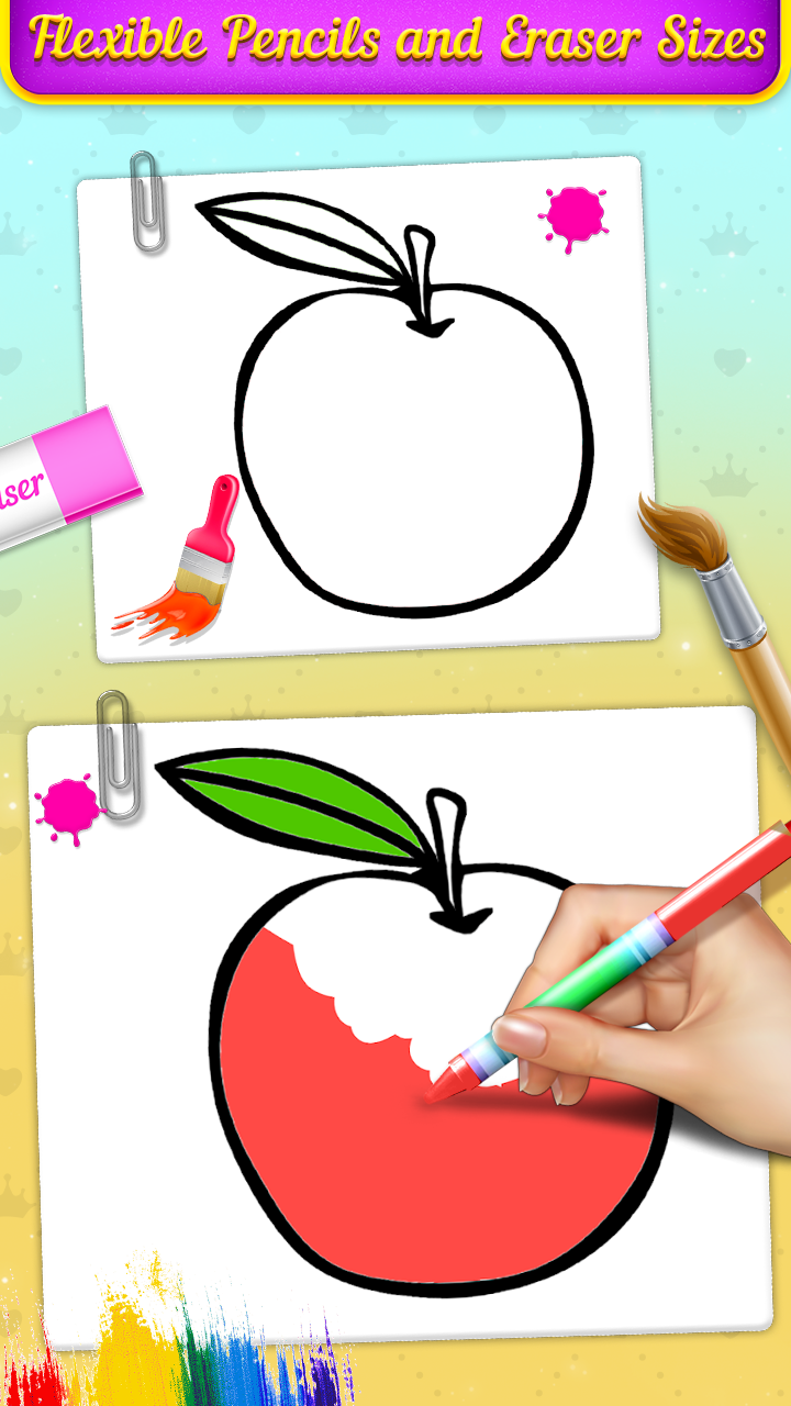 اسکرین شات 4 برنامه Fruits Coloring Book & Drawing