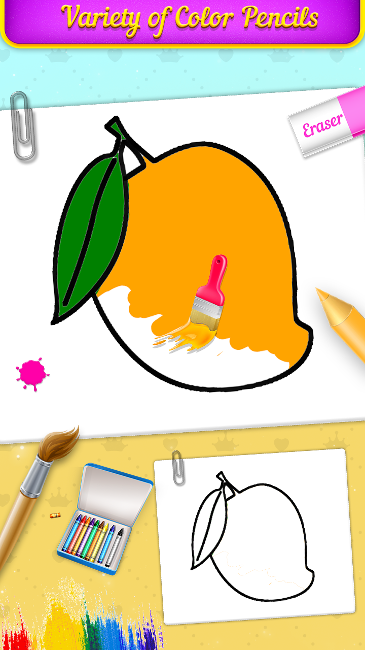 اسکرین شات 3 برنامه Fruits Coloring Book & Drawing