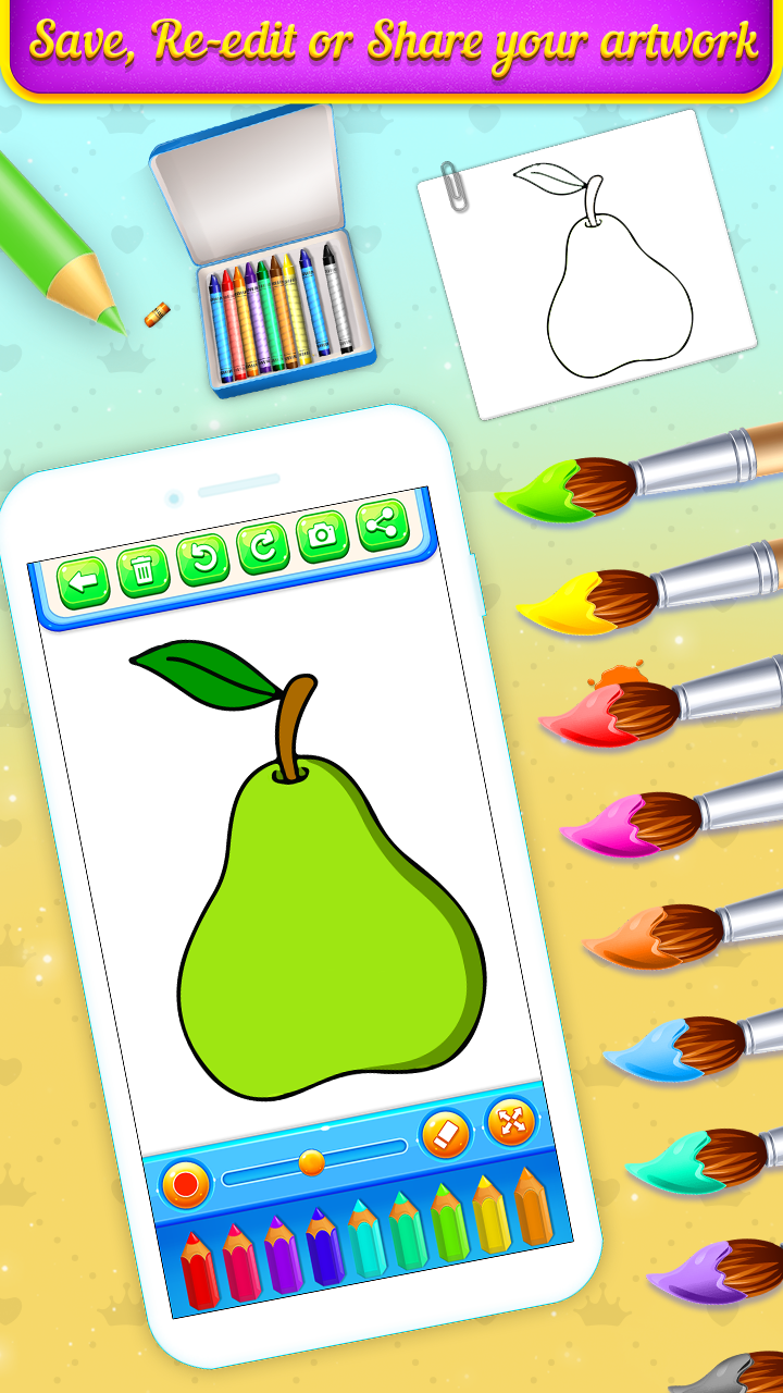 اسکرین شات 6 برنامه Fruits Coloring Book & Drawing