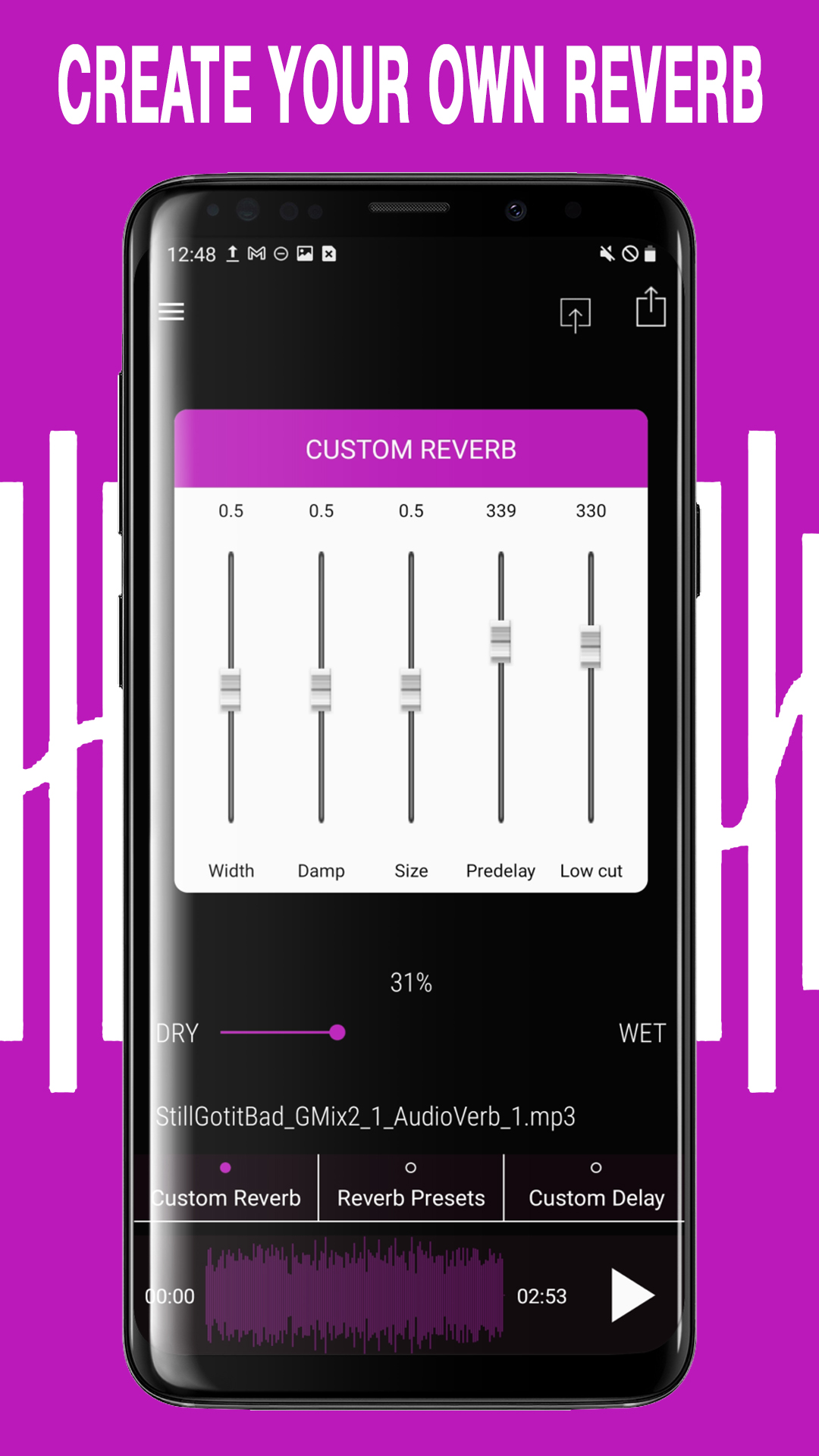 اسکرین شات 4 برنامه AudioVerb: Add Reverb to Audio