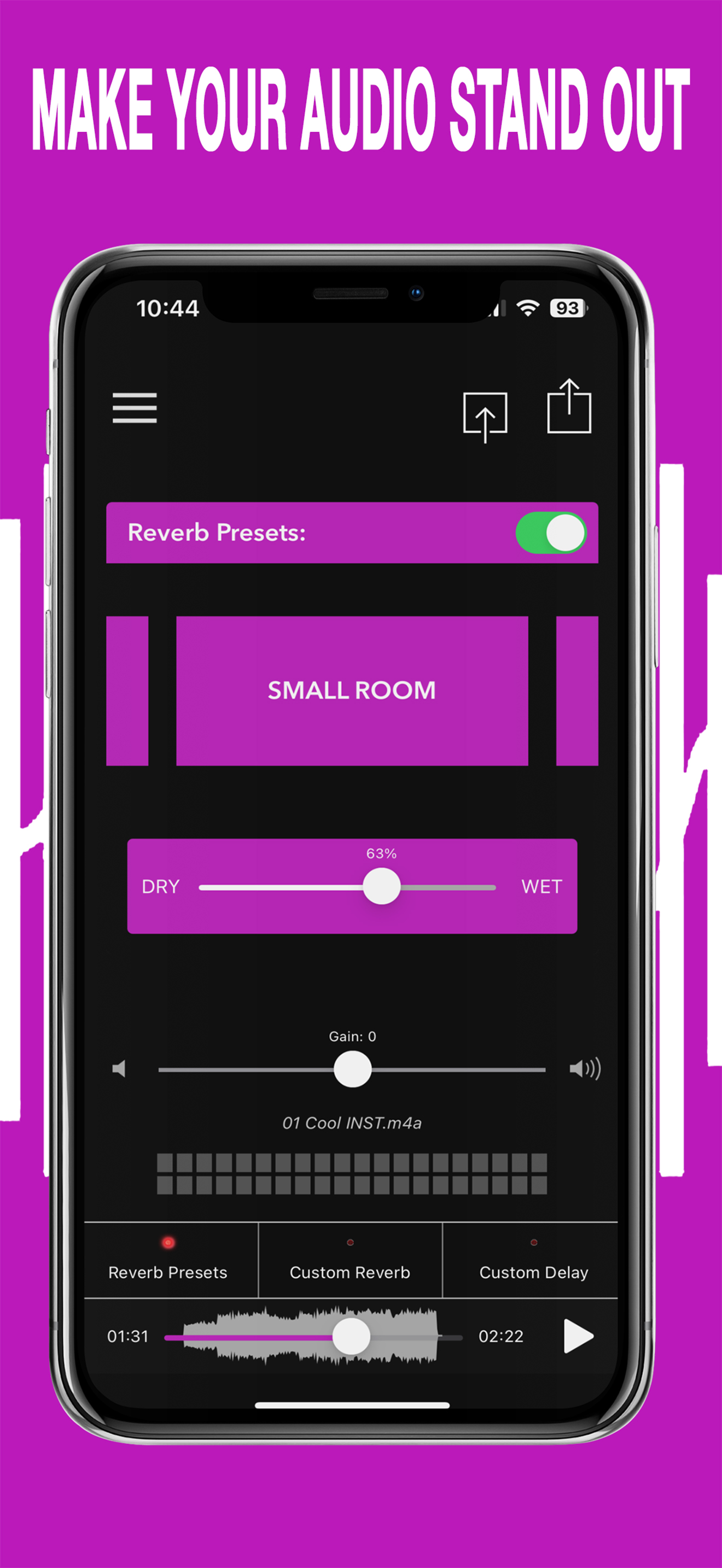 اسکرین شات 2 برنامه AudioVerb: Add Reverb to Audio