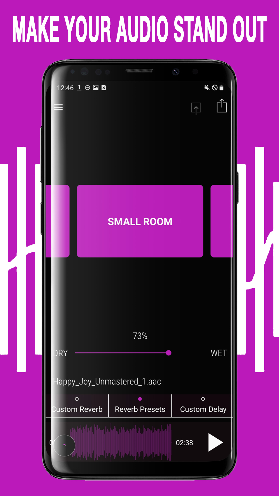 اسکرین شات 1 برنامه AudioVerb: Add Reverb to Audio