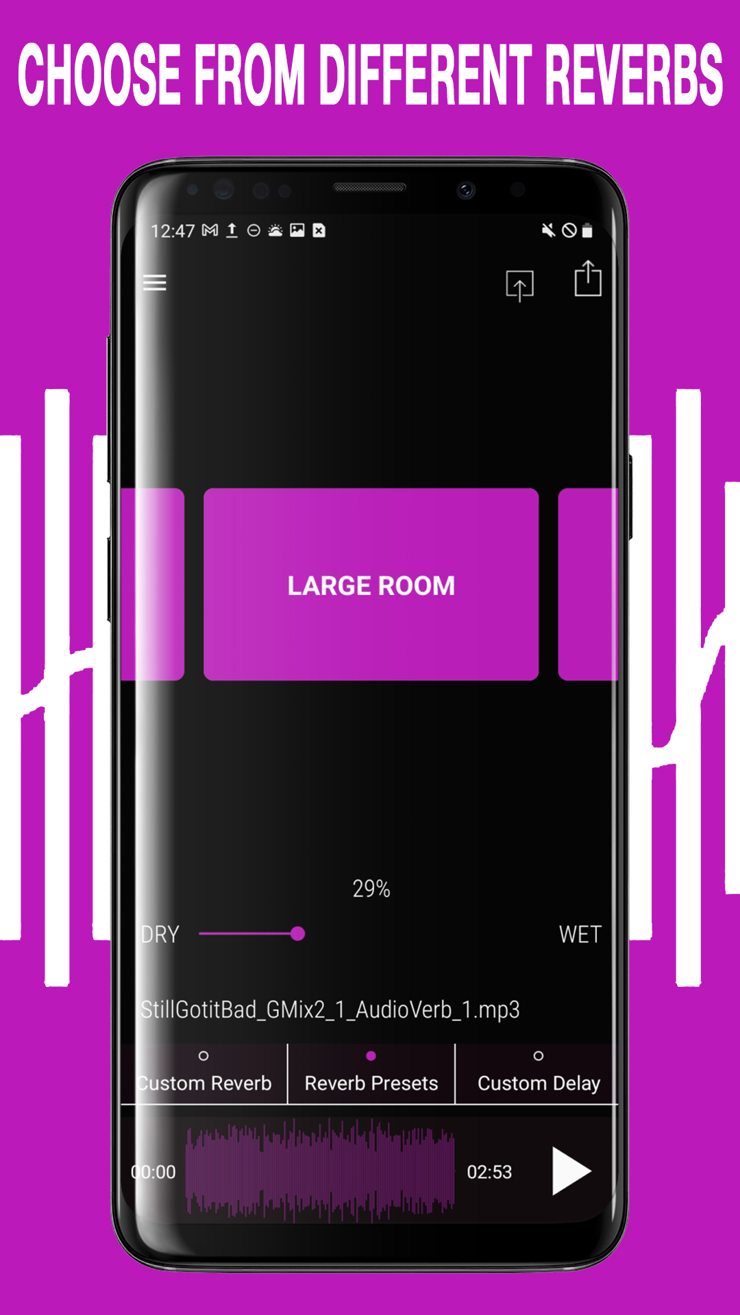 اسکرین شات 2 برنامه AudioVerb: Add Reverb to Audio