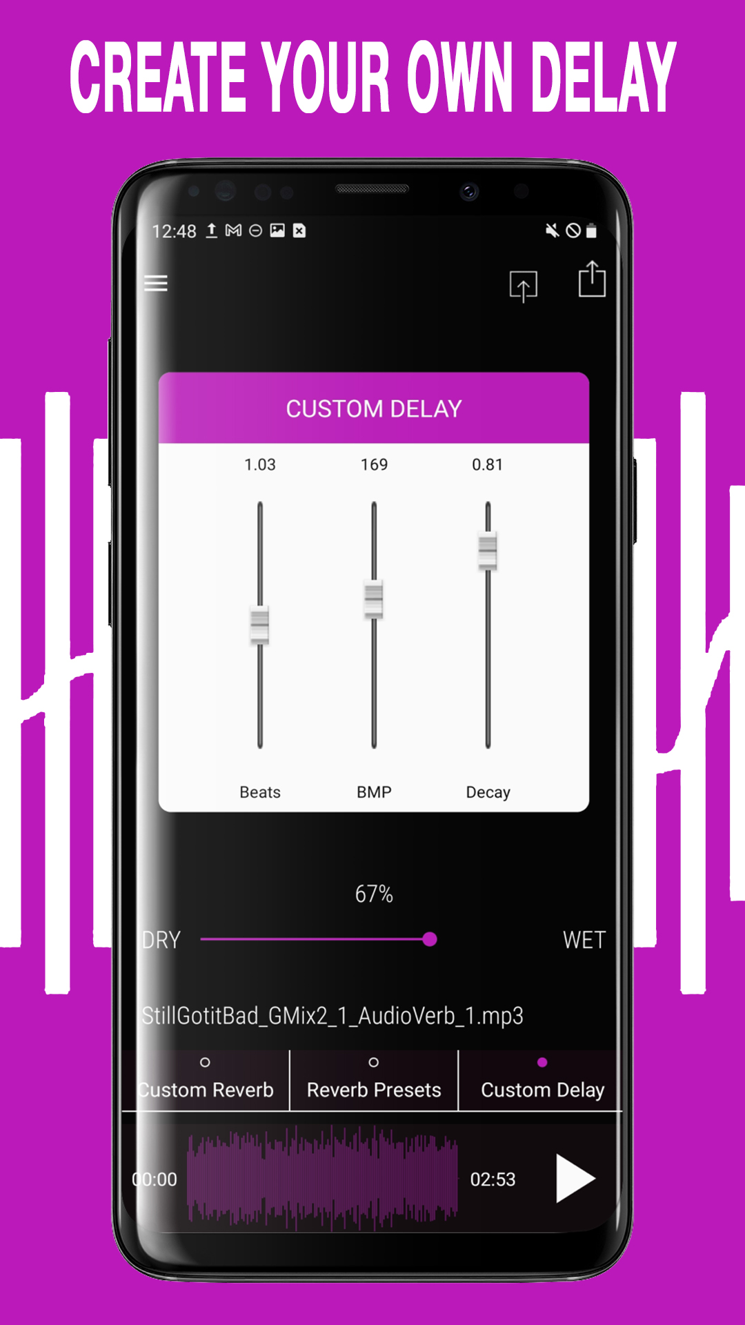 اسکرین شات 3 برنامه AudioVerb: Add Reverb to Audio