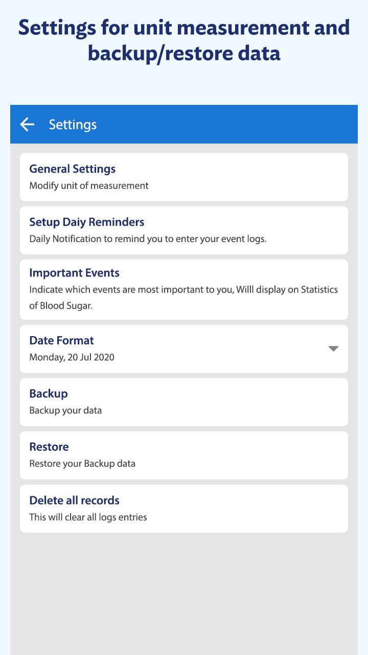 اسکرین شات 7 برنامه Glucose: Blood Sugar Logs